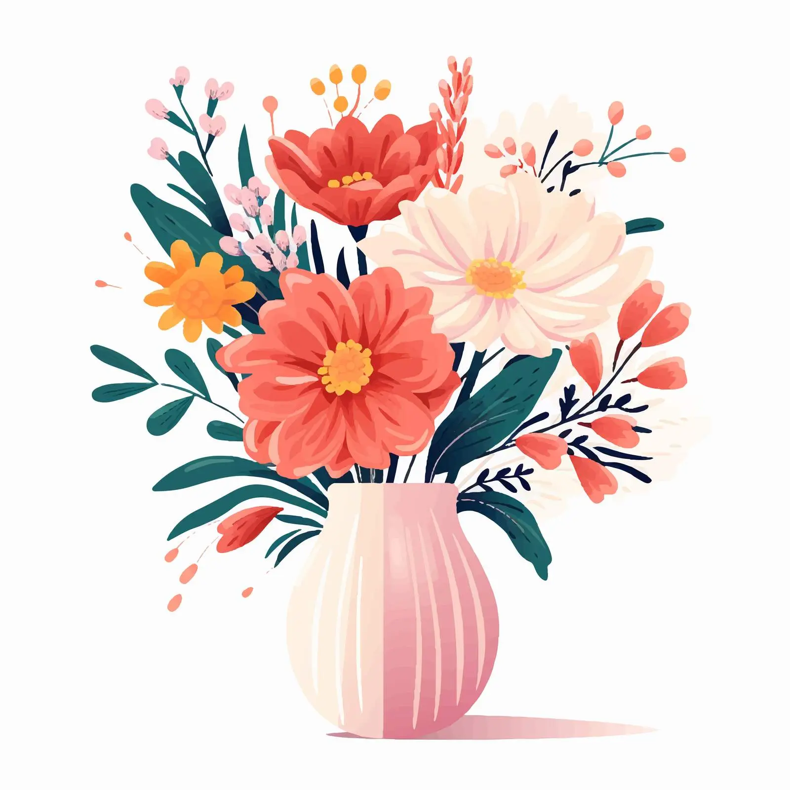 Modern Vase with Floral Bouquet Design — free download from Dotvec