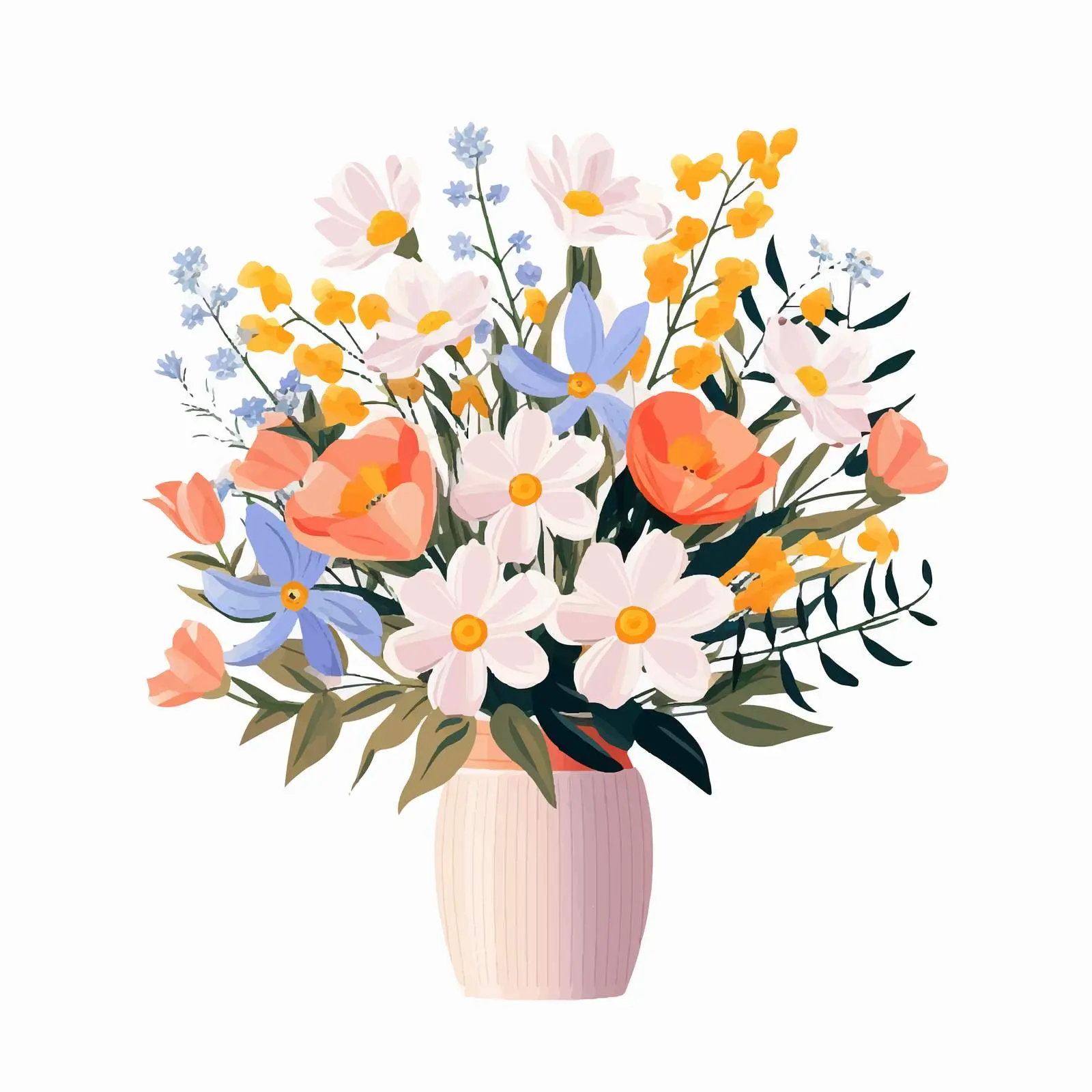 Beautiful Summer Flower Bouquet in Vase — free download from Dotvec