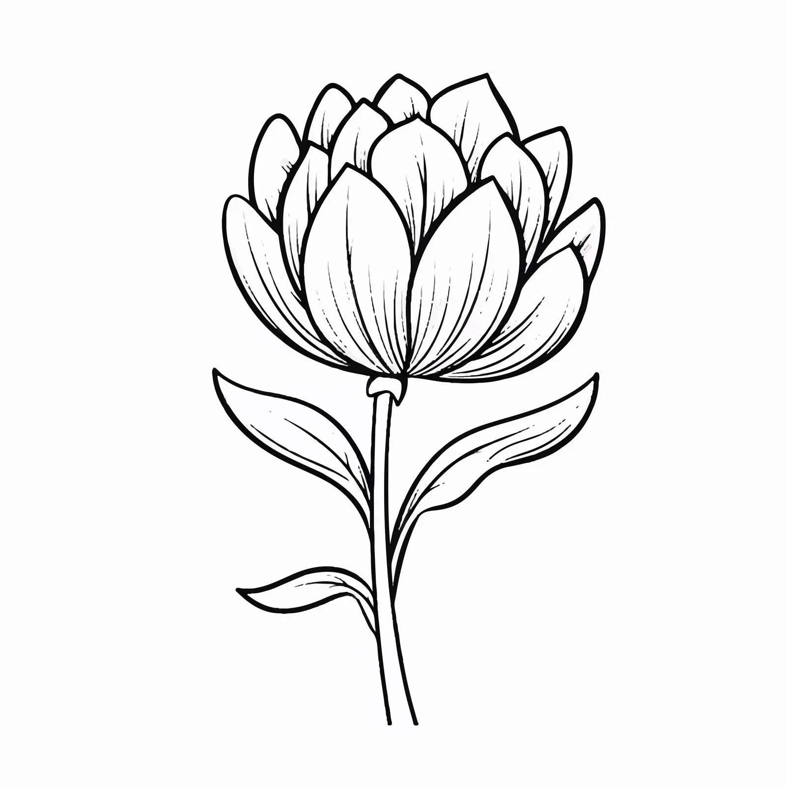 Cartoon Flower Bud Outline Vector Illustration — free download from Dotvec