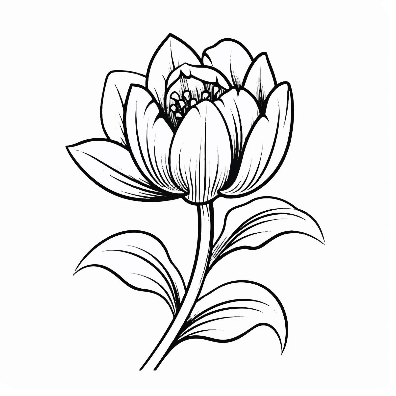 Cartoon Flower Bud Outline Vector Illustration — free download from Dotvec