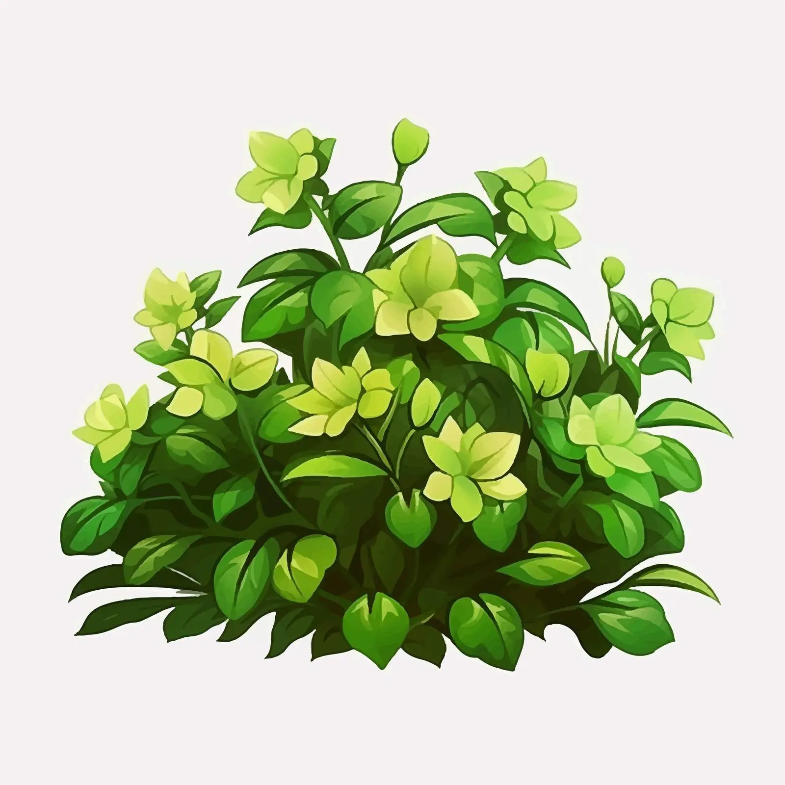 Flowering Bush with Leaves Illustration — free download from Dotvec