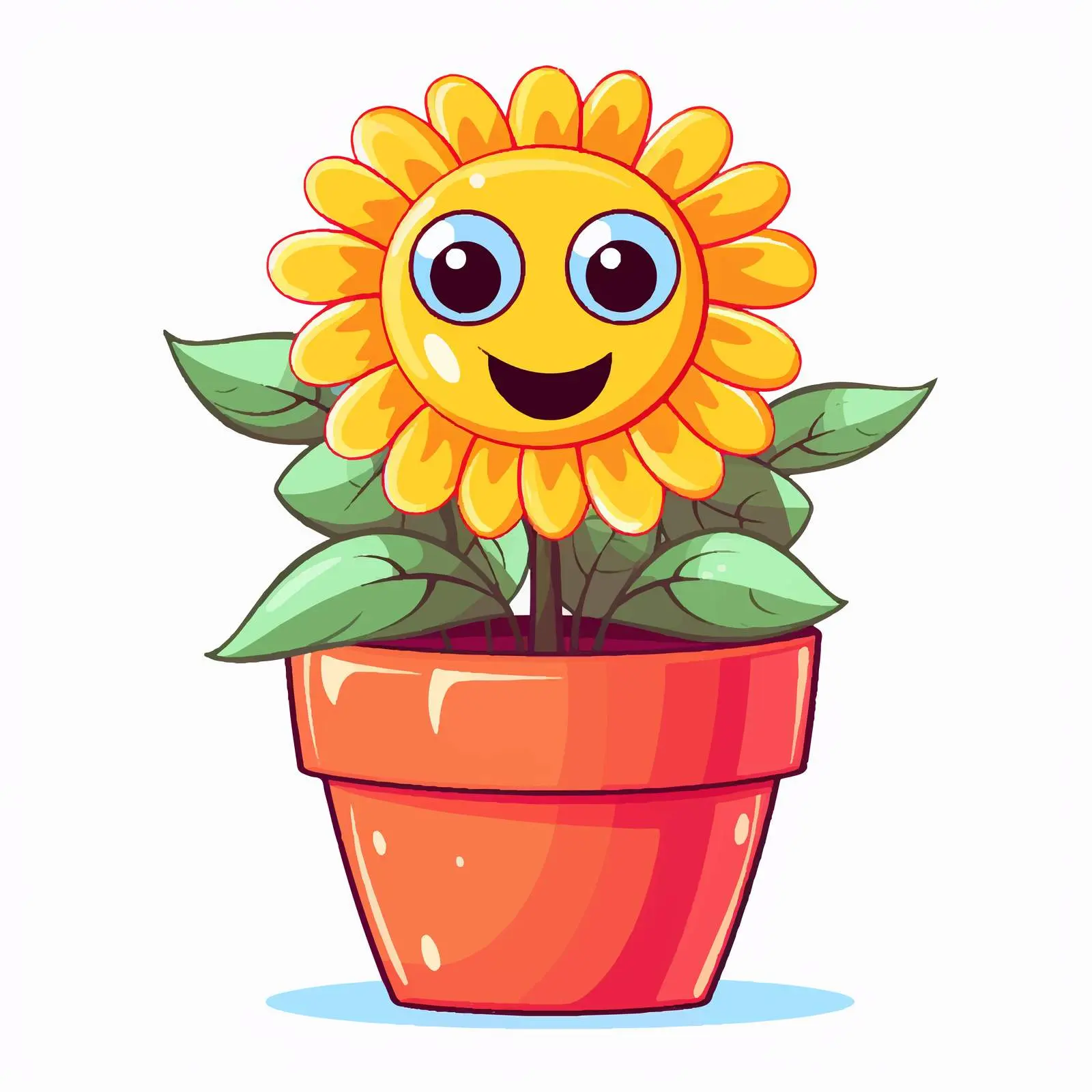 Cartoon Flower Character in Pot Illustration — free download from Dotvec