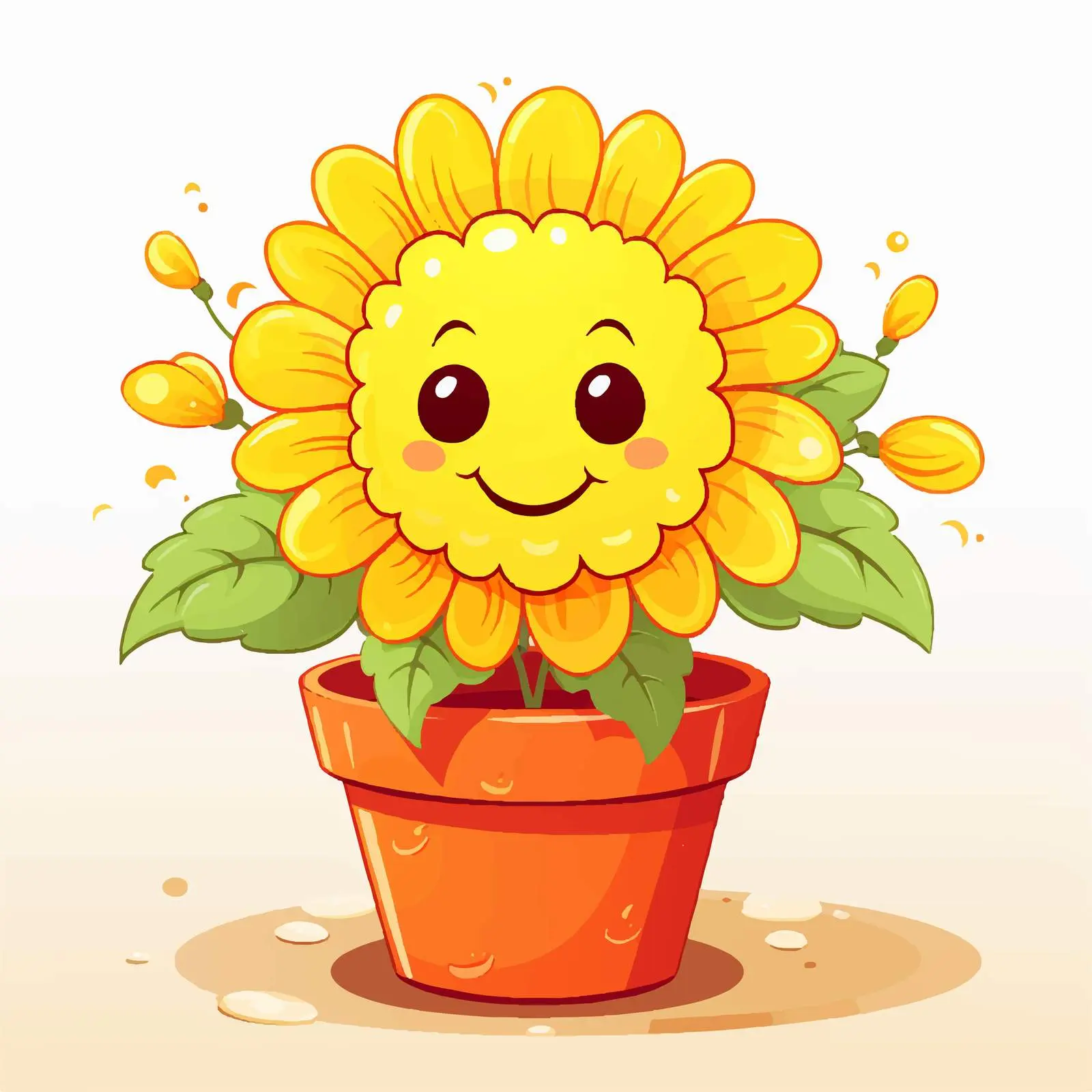 Cartoon Flower Character in Pot Illustration — free download from Dotvec