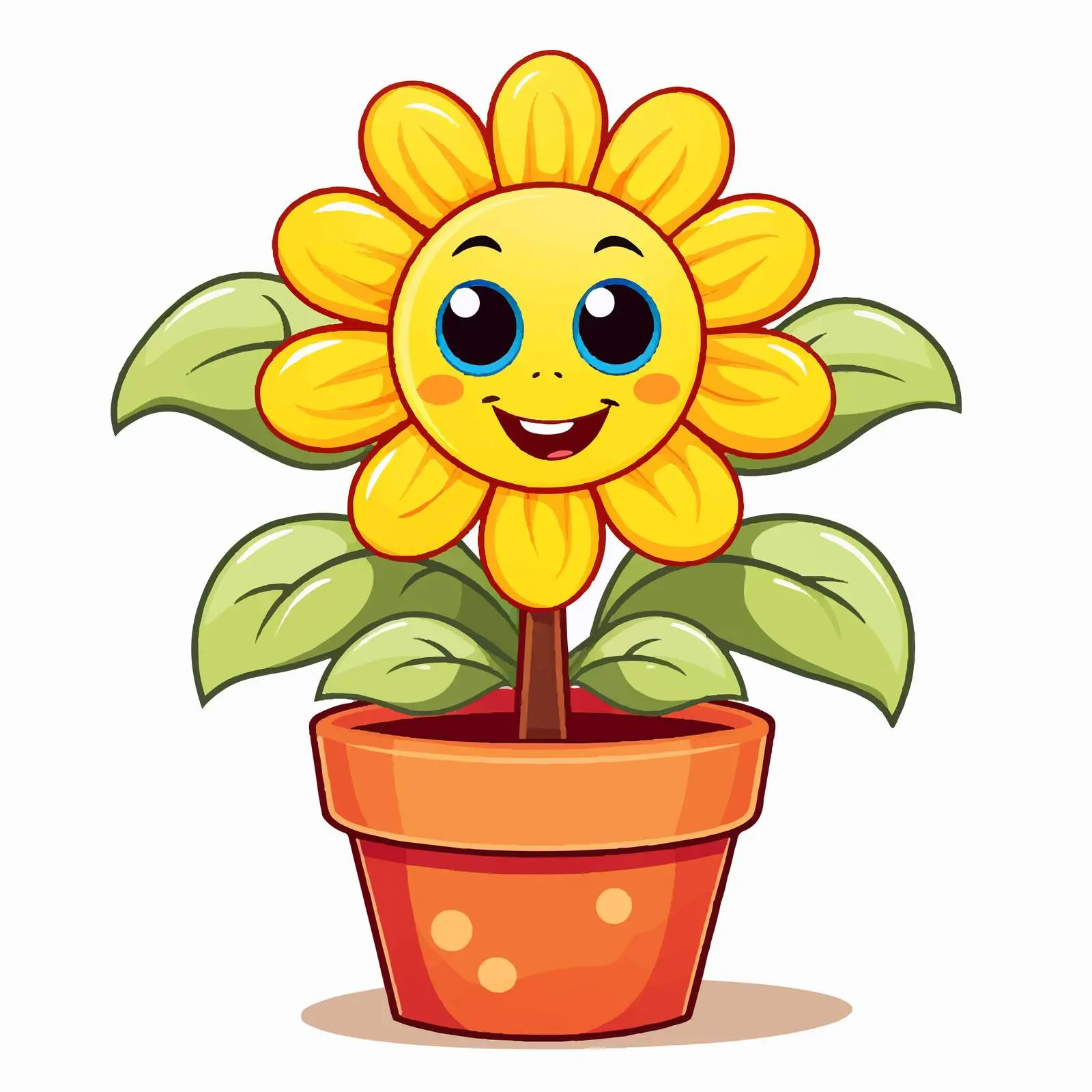 Flower Cartoon Character in Pot Illustration — free download from Dotvec