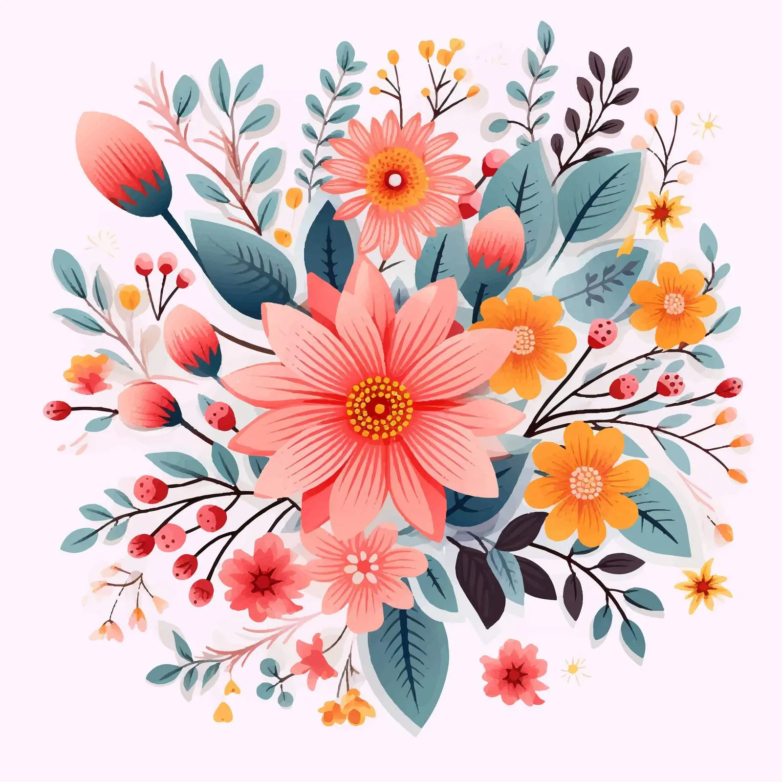 Flower Line Vector Illustration on White Background — free download from Dotvec