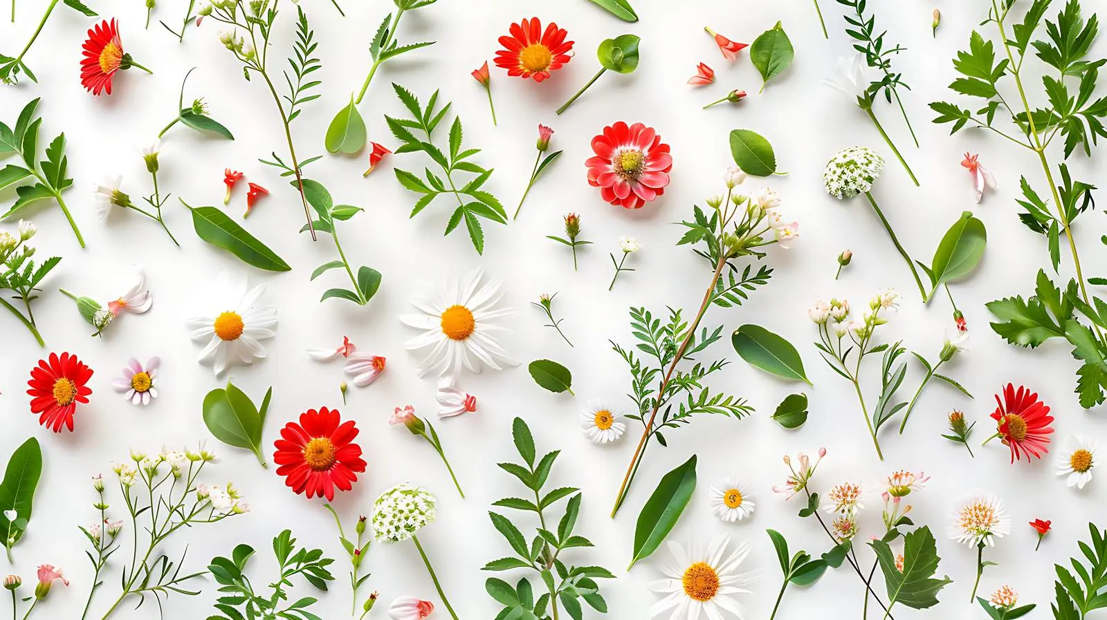 Vibrant Red and White Wildflower Pattern – free garden image from Dotvec