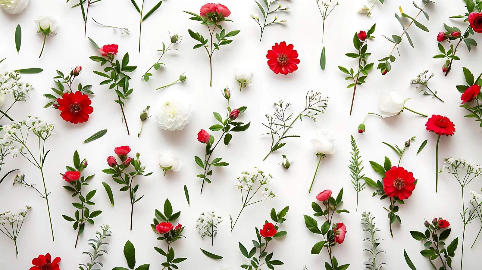 Vibrant Red and White Wildflower Pattern – free garden image from Dotvec