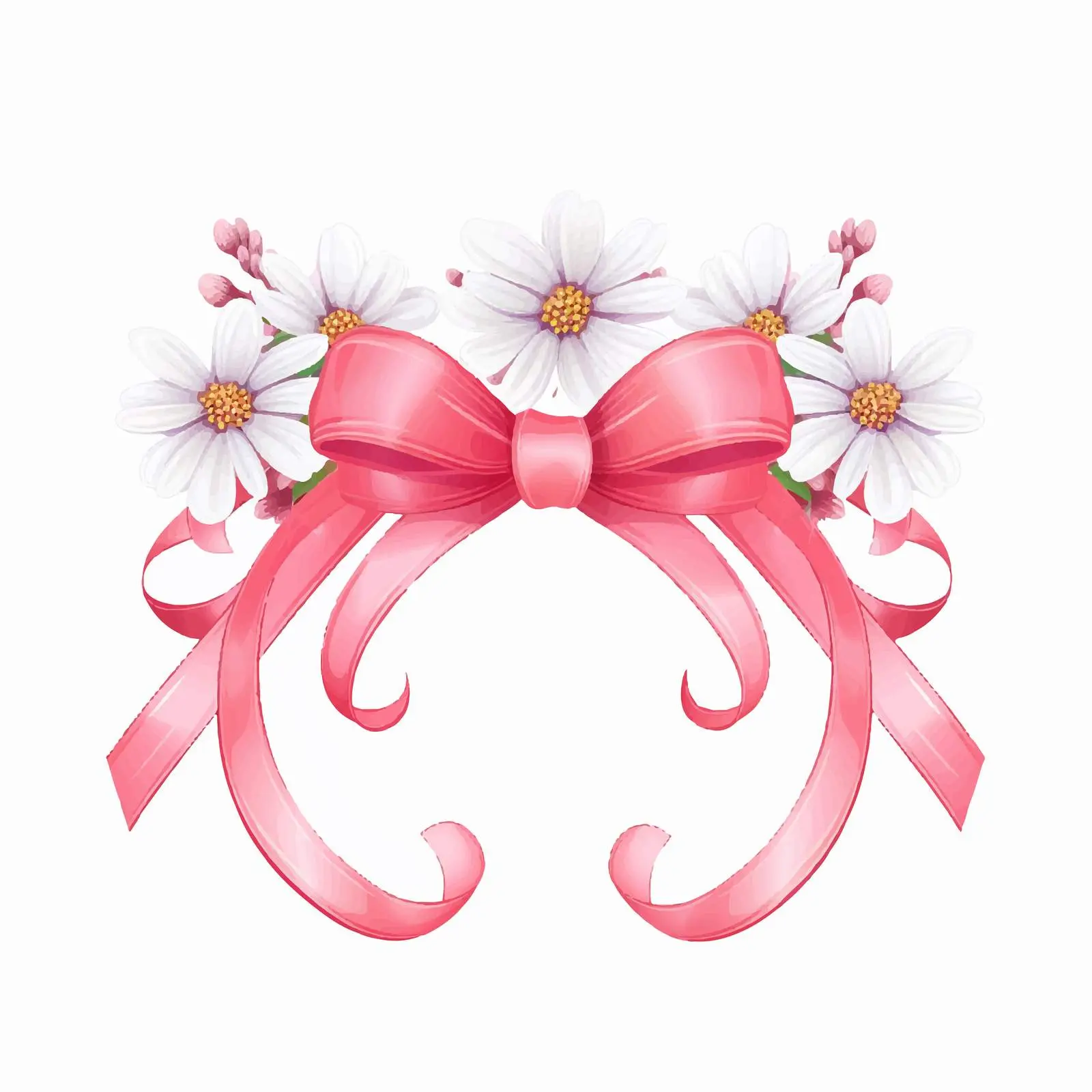 Flower Ribbon Line Vector Illustration — free download from Dotvec