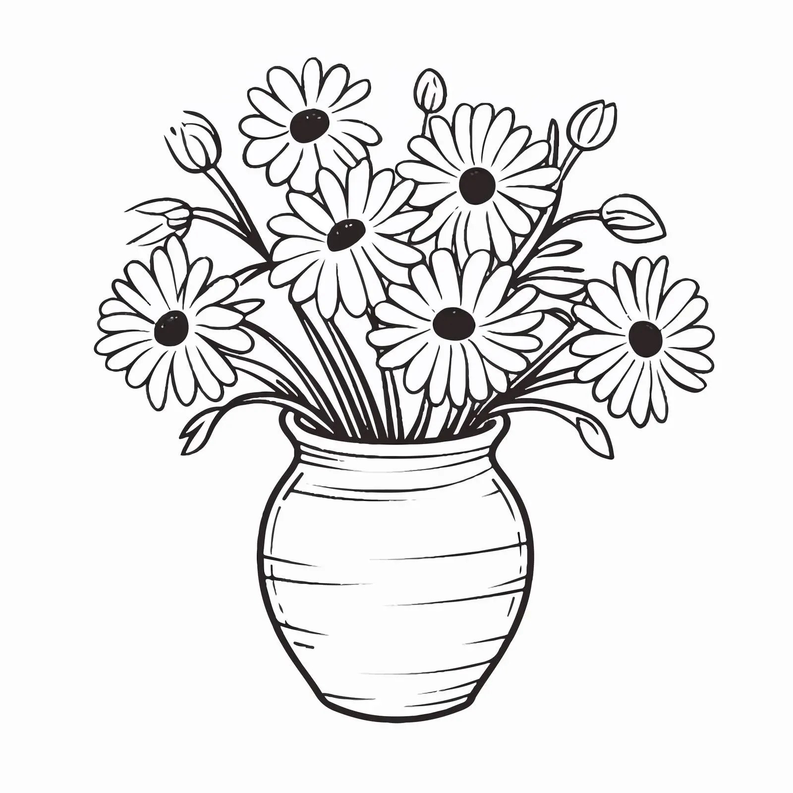Elegant Flower Vase Outline Vector Illustration — free download from Dotvec