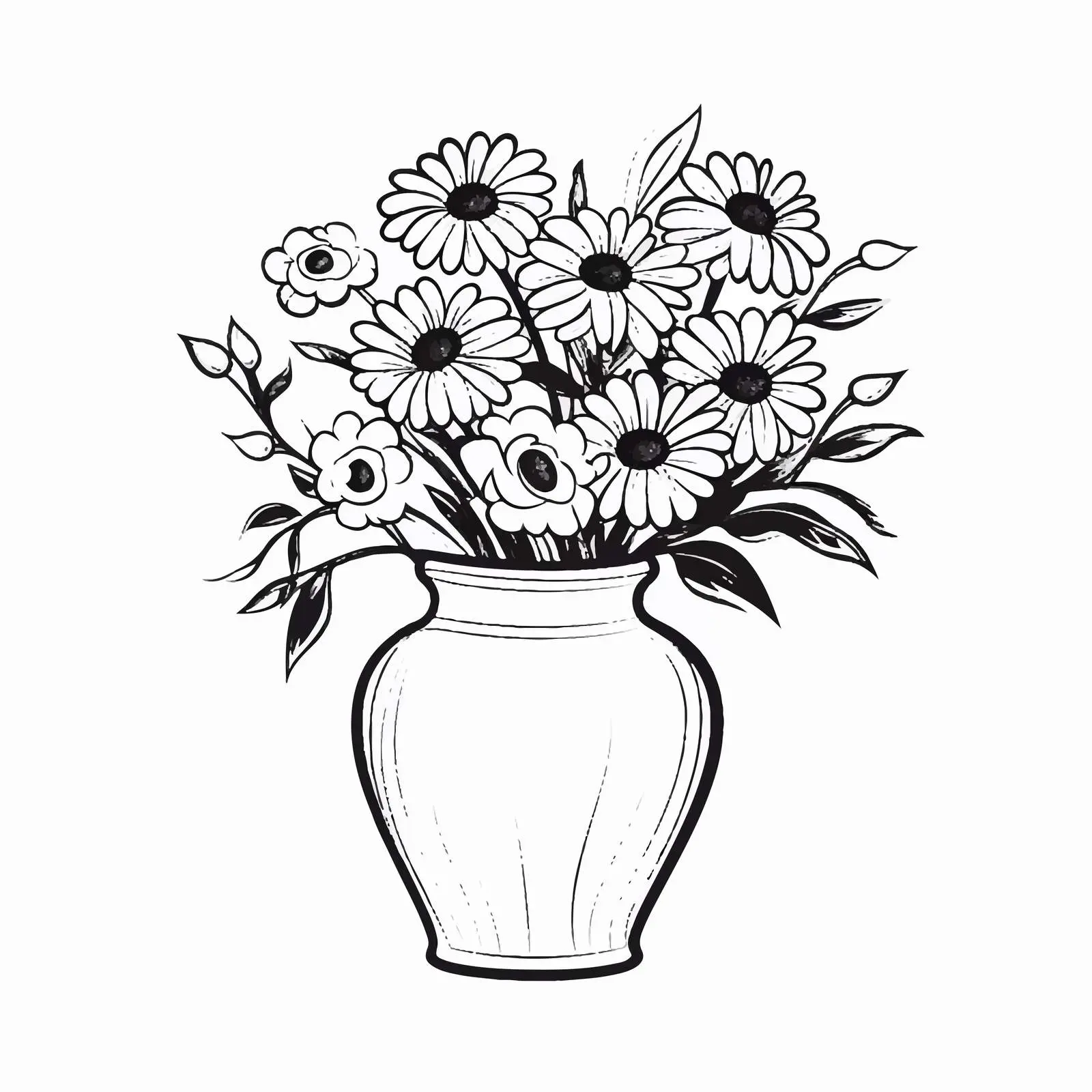 Flower Vase Outline Vector Illustration on White Background — free download from Dotvec