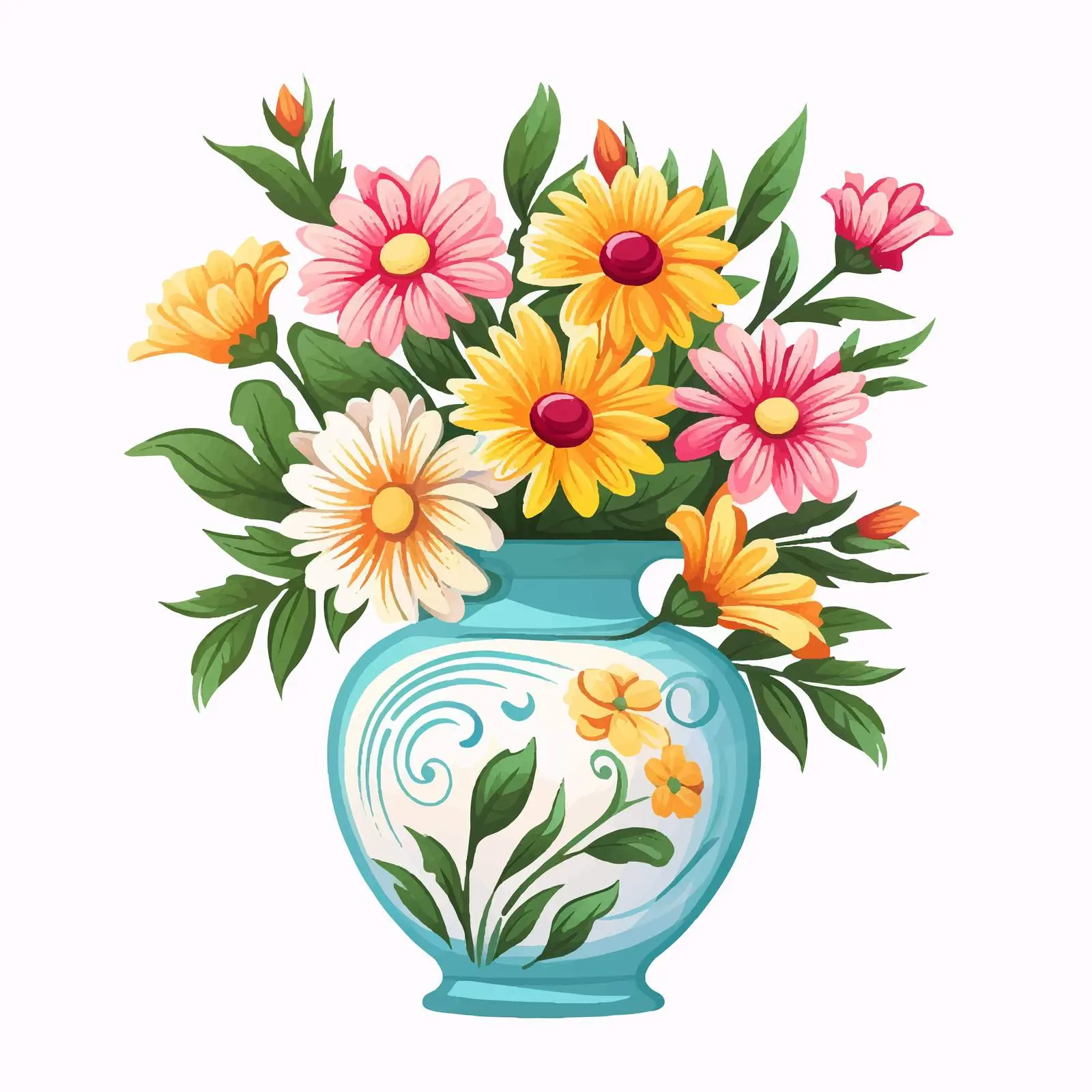 Colorful Flower Vase Vector Illustration — free download from Dotvec