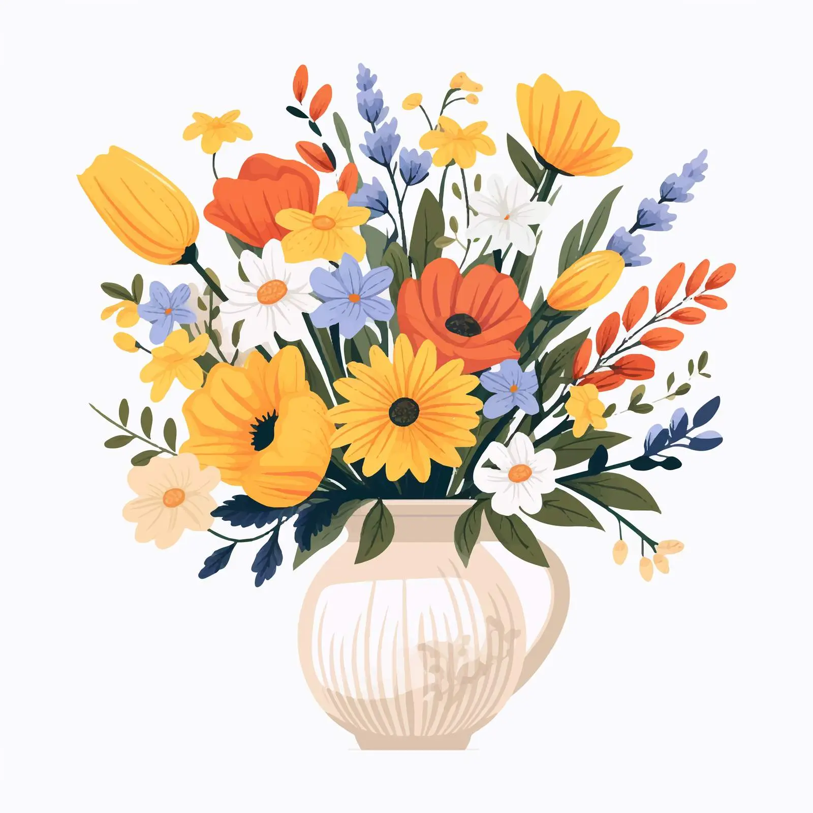 Vibrant Flower Vase Vector Illustration — free download from Dotvec
