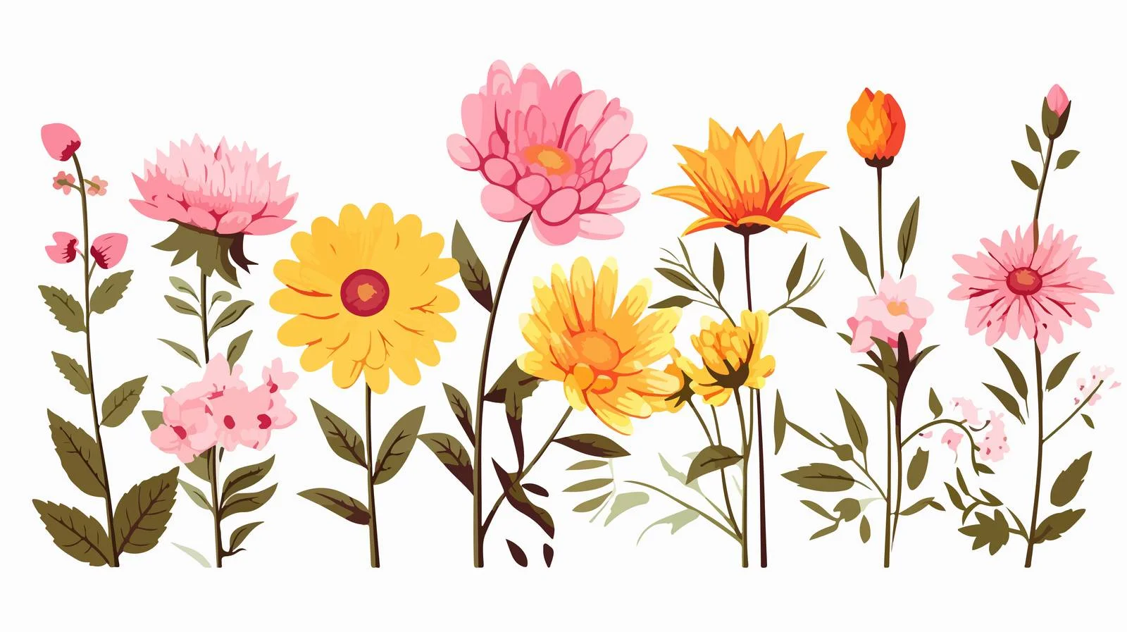 Cartoon Flower Drawing Vector Illustration — free download from Dotvec