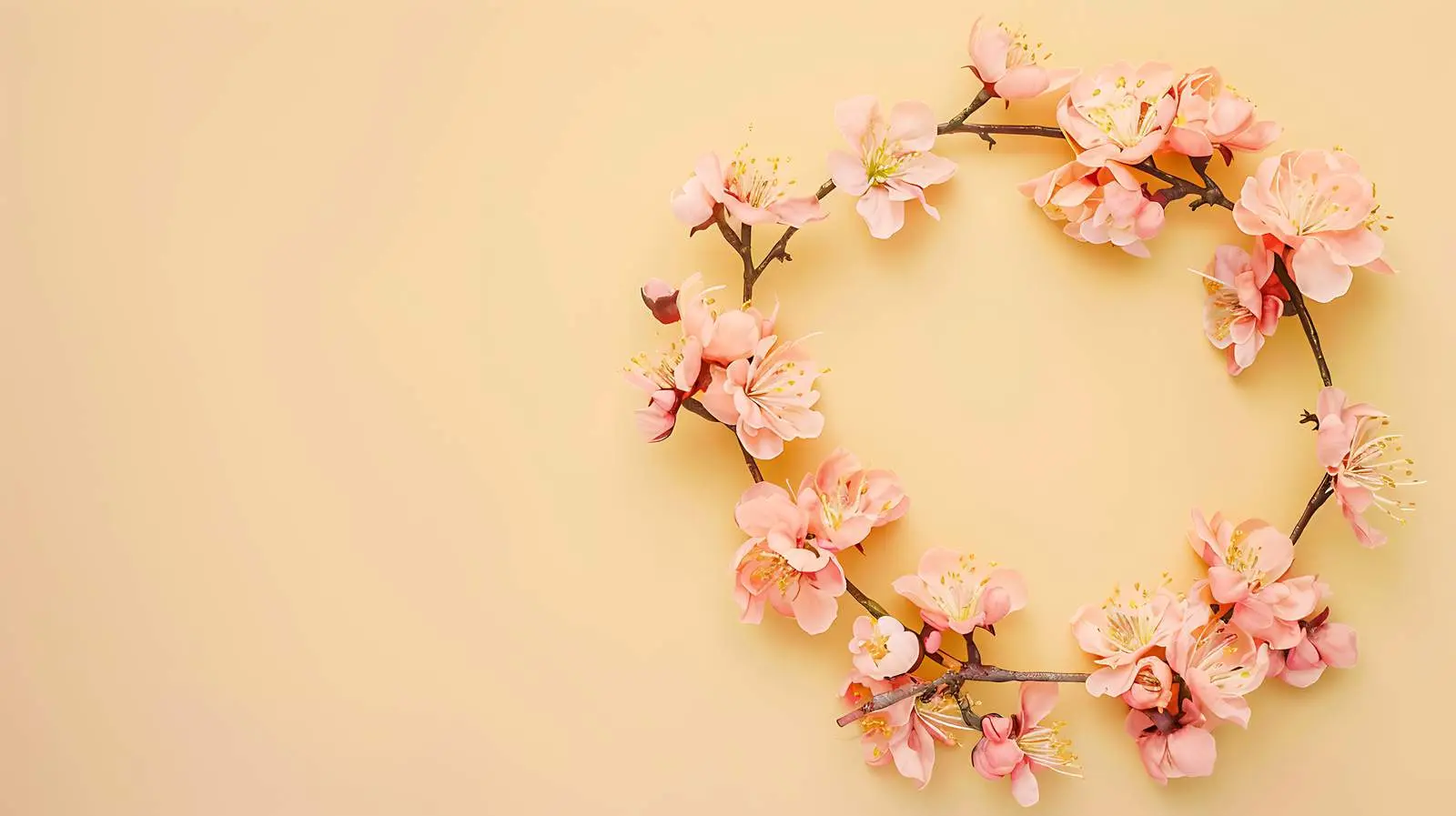 Floral Wreath on Neutral Peach Background — free download from Dotvec