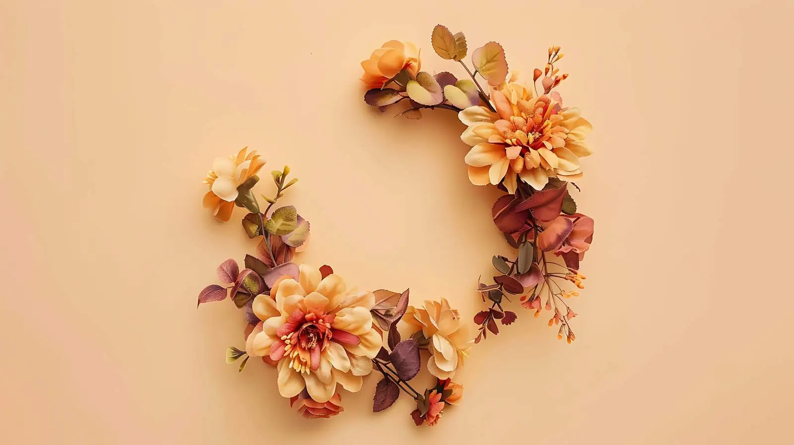 Elegant Floral Wreath on Peach Background — free download from Dotvec