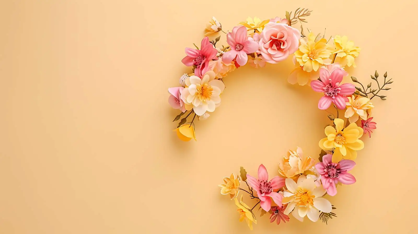 Beautiful Floral Wreath on Peach Background — free download from Dotvec