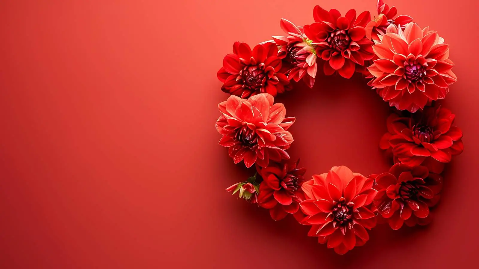 Red Dahlia Flower Wreath Composition — free download from Dotvec