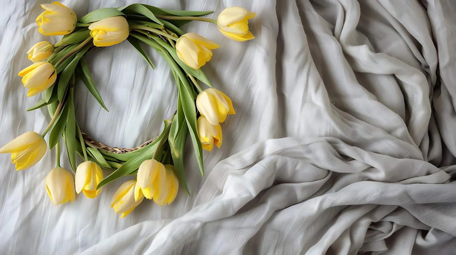Yellow Tulip Flower Wreath Composition – free garden image from Dotvec