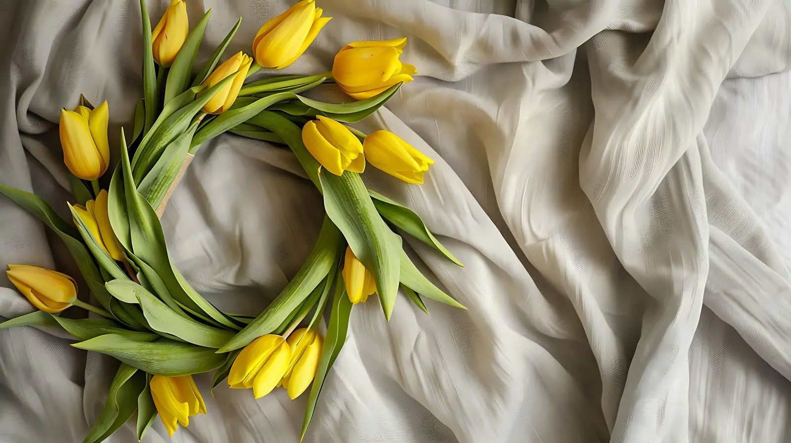 Yellow Tulip Flower Wreath Arrangement – free garden image from Dotvec