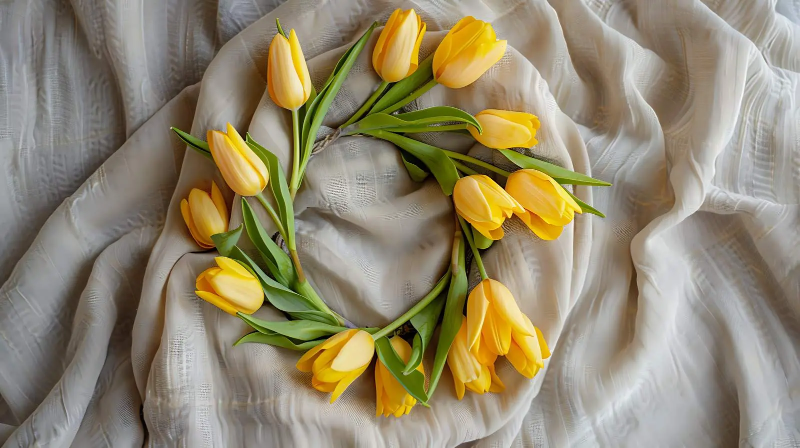 Yellow Tulip Flower Wreath Composition – free organic image from Dotvec