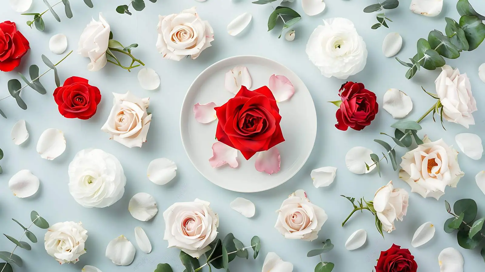 Elegant Roses Pattern on White Plate – free white image from Dotvec