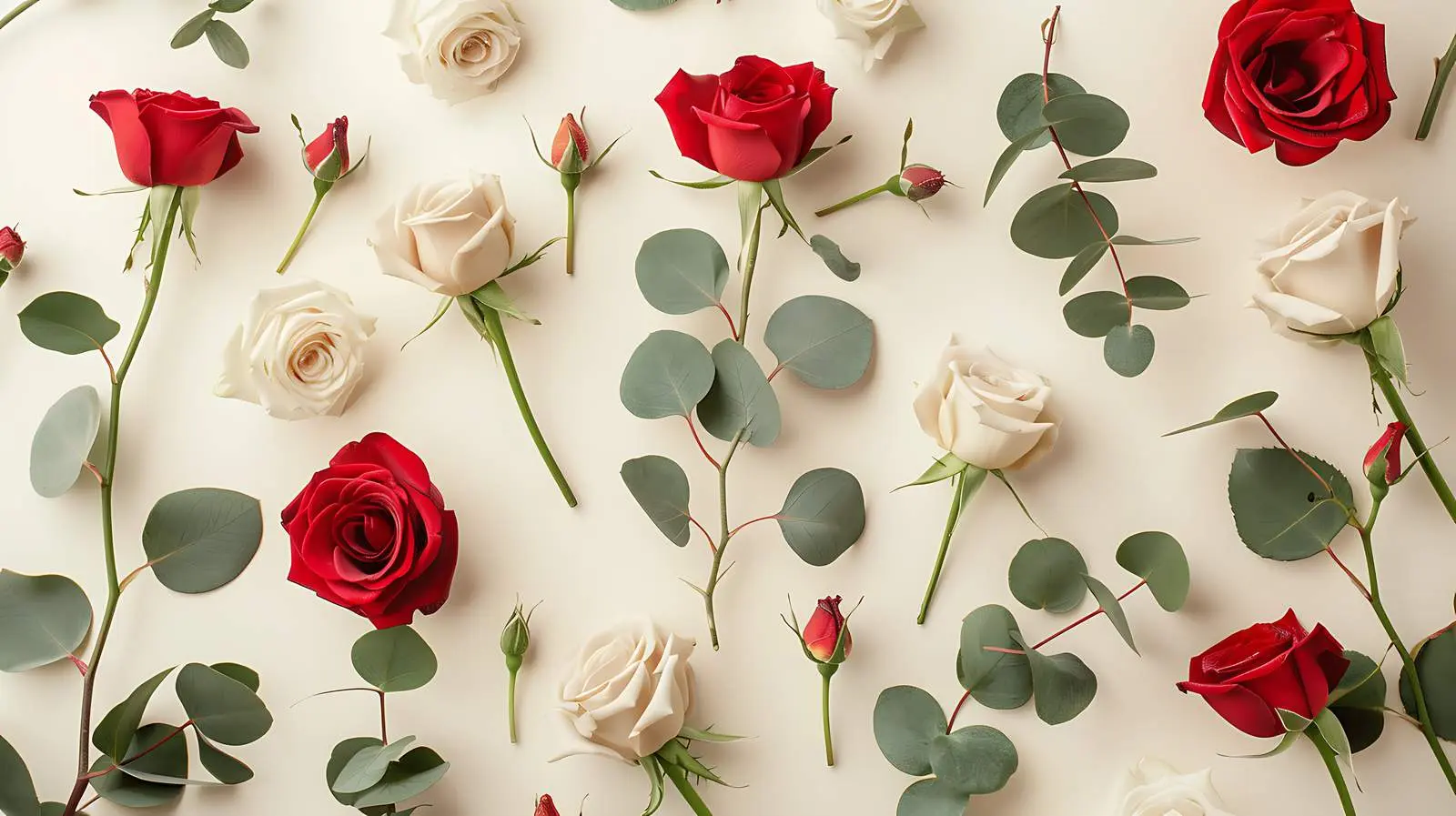 Beige and Red Roses Floral Pattern Texture – free natural image from Dotvec