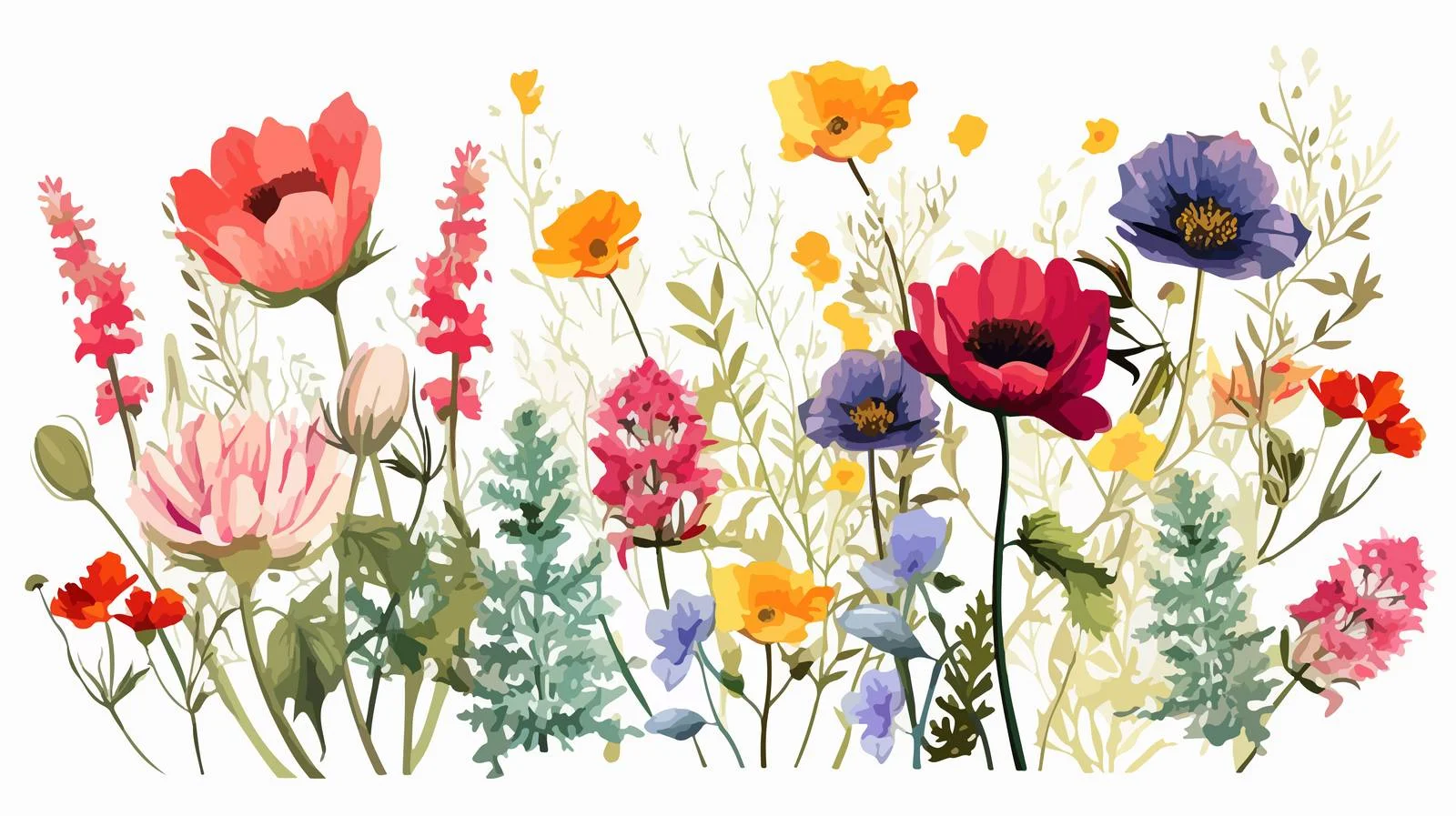Cartoon Flowers Vector Illustration — free download from Dotvec
