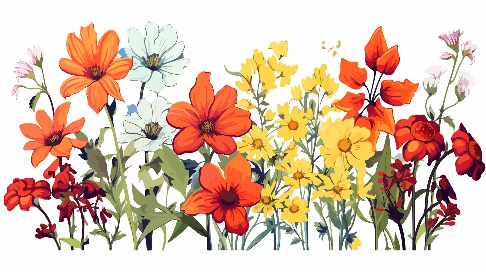 Colorful Floral Cartoon Vector Illustration — free download from Dotvec