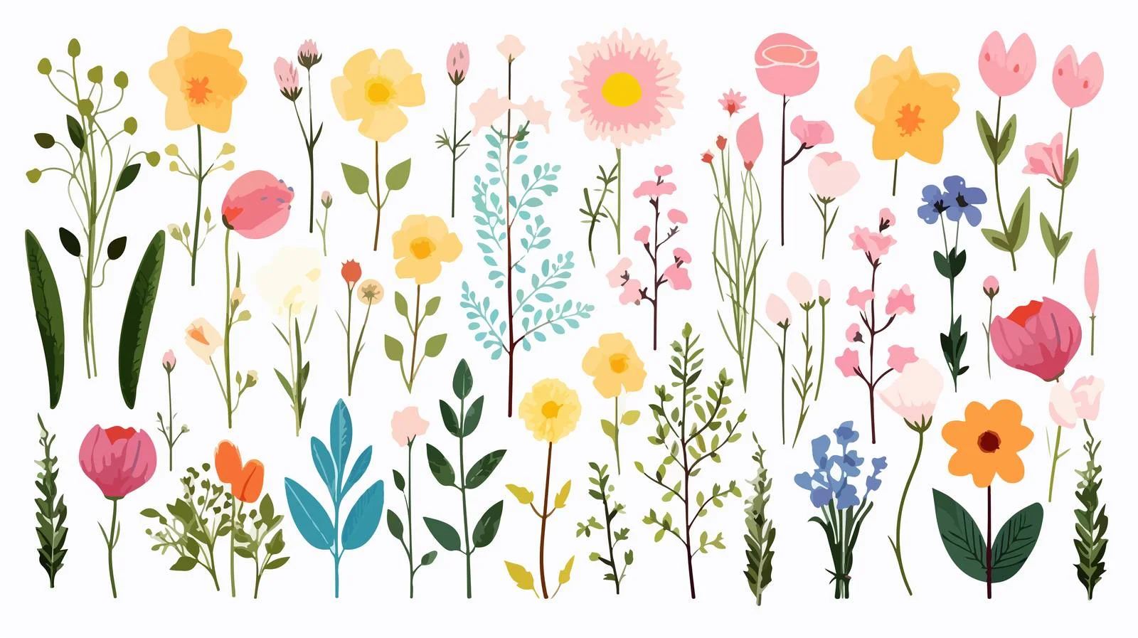 Flowers Cartoon Vector Illustration — free download from Dotvec