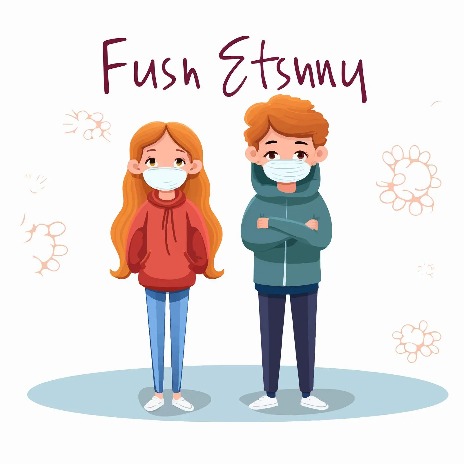 Cartoon Kids Promoting Flu Season Awareness — free download from Dotvec