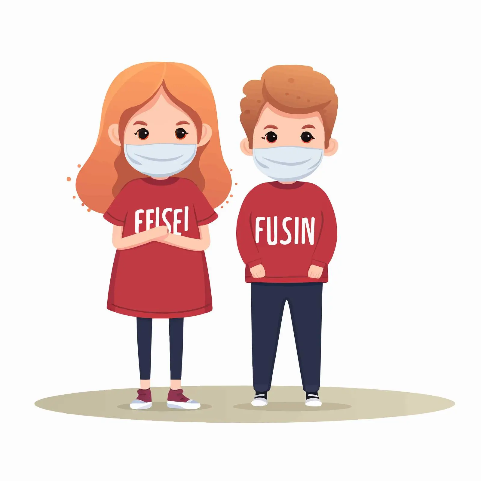 Flu Season Kids Cartoon Style Social Distancing — free download from Dotvec
