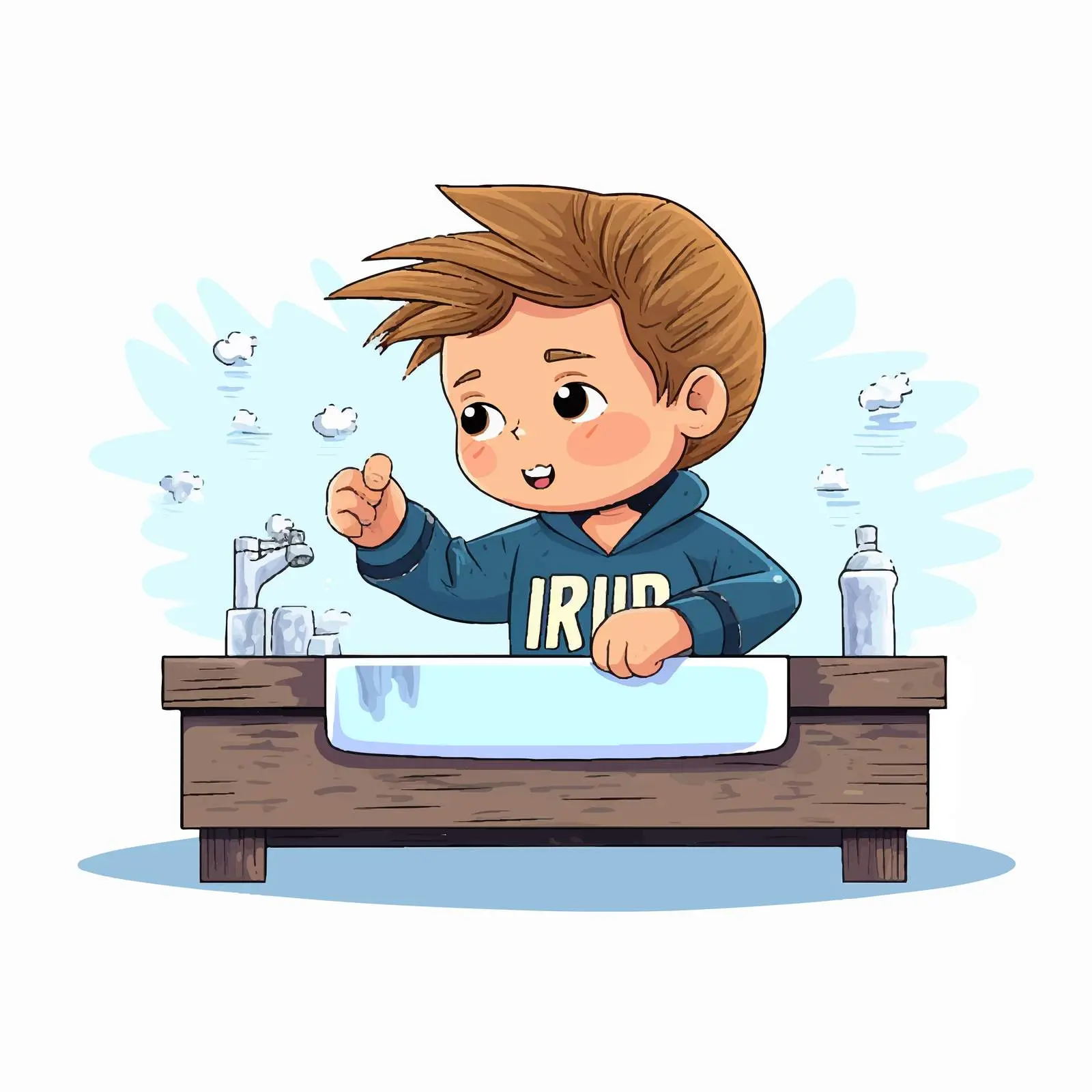 Flu Shot Design with Boy Washing Hands — free download from Dotvec