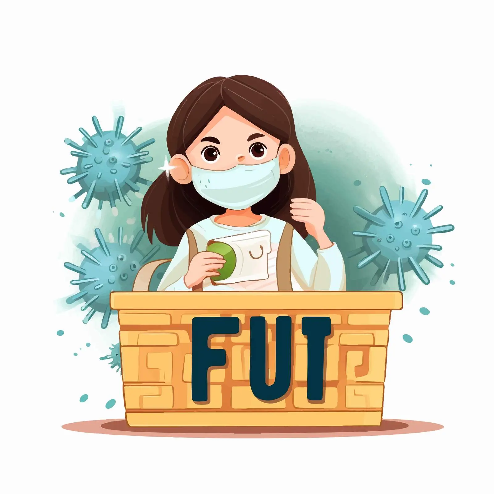 Girl with Shopping Basket Flu Shot Design — free download from Dotvec