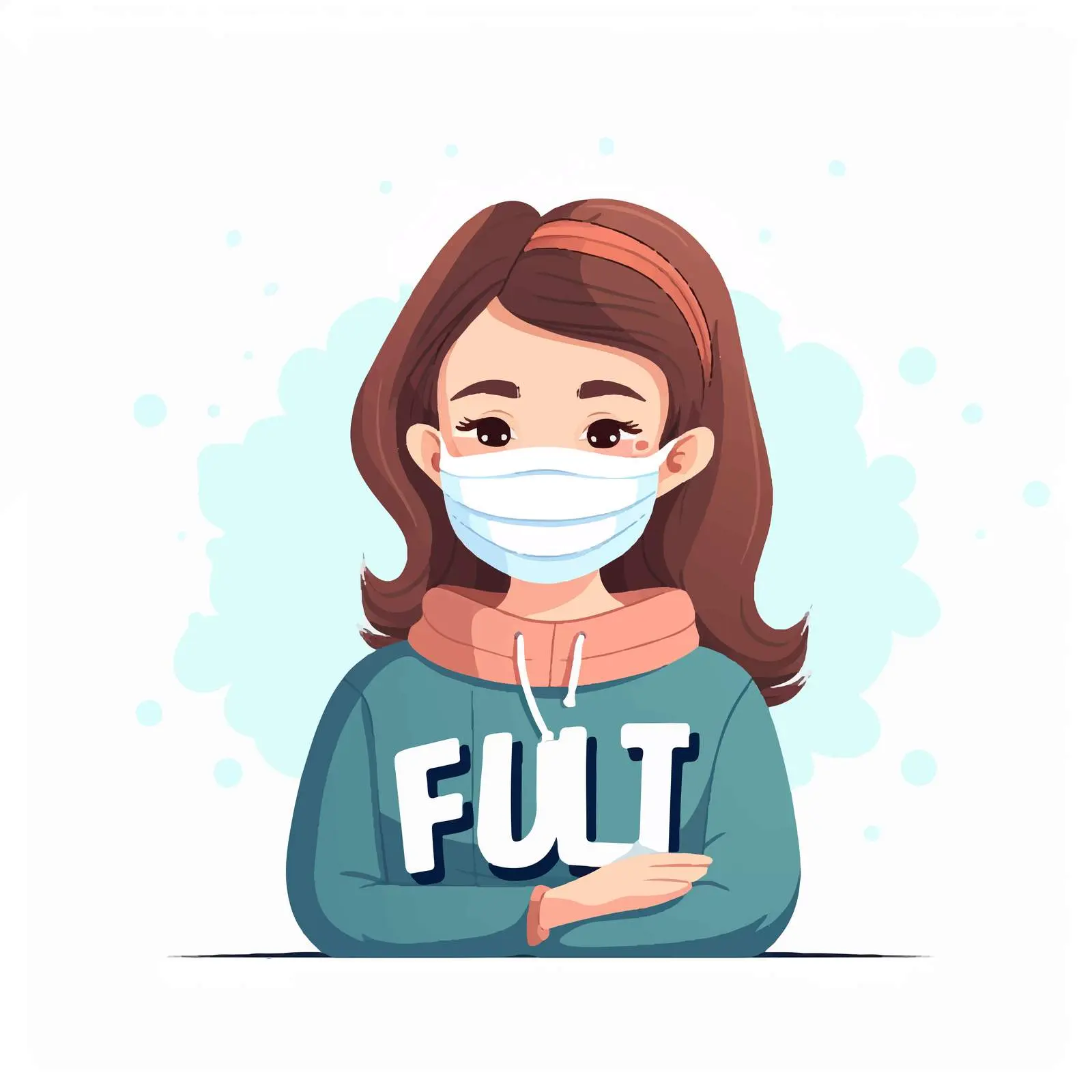 Cartoon Girl Wearing Mask and Flu Shot — free download from Dotvec
