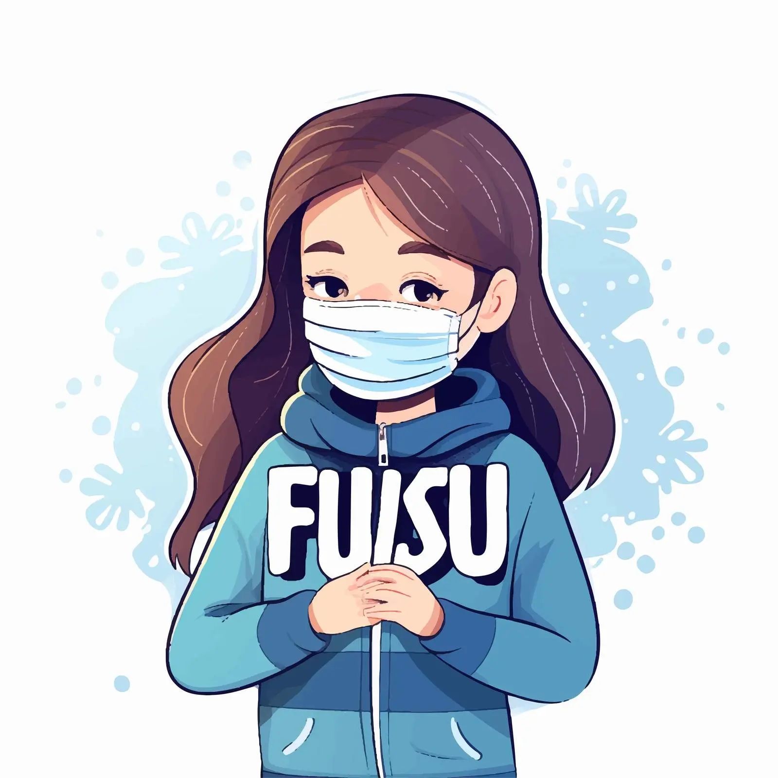Cartoon Girl with Mask and Flu Shot — free download from Dotvec