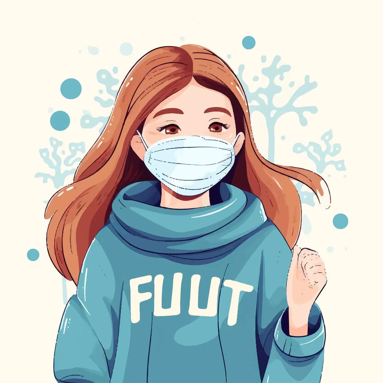 Cartoon Girl with Mask and Flu Shot — free download from Dotvec