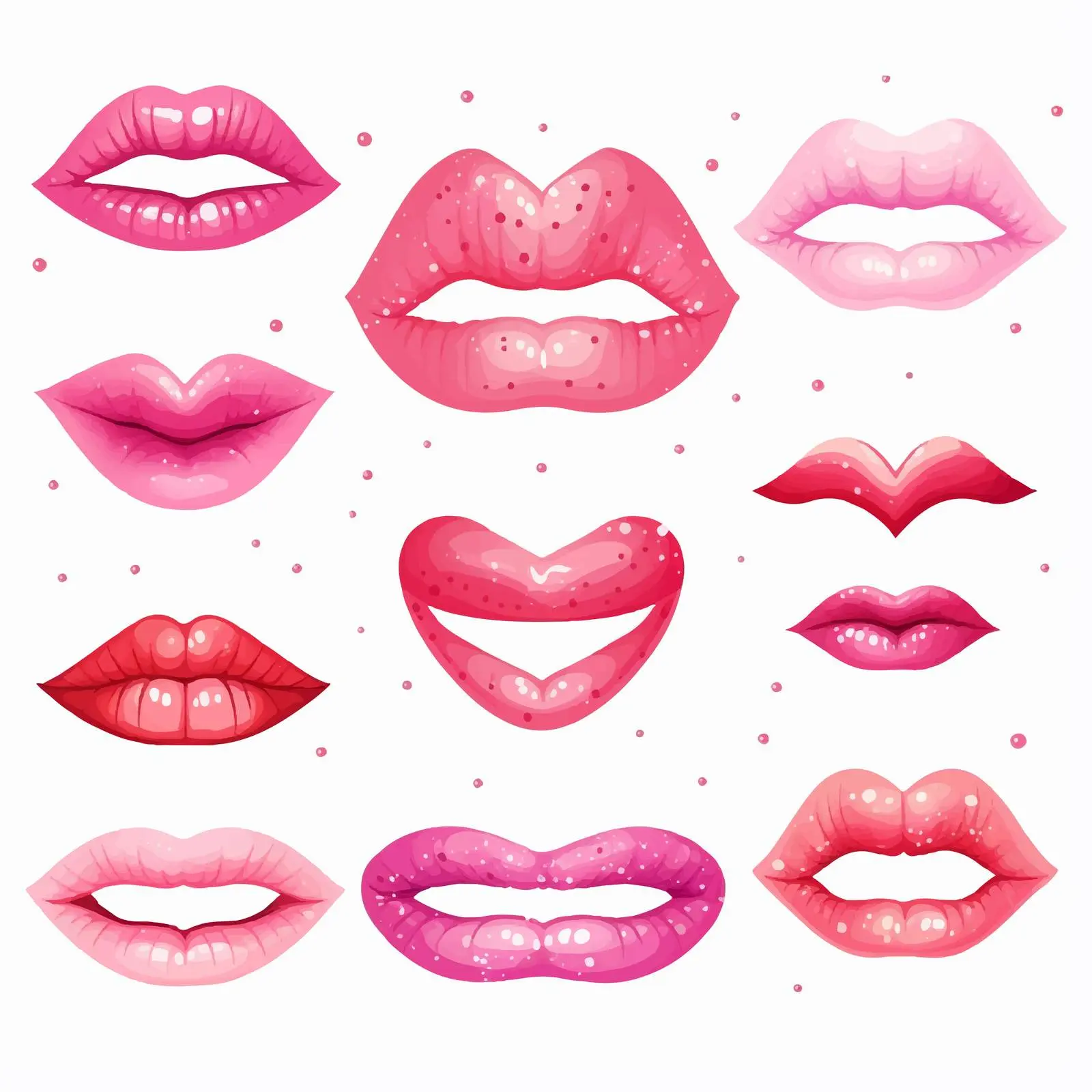 Fluffy Cute Lip Print Romantic Elements Bundle — free download from Dotvec