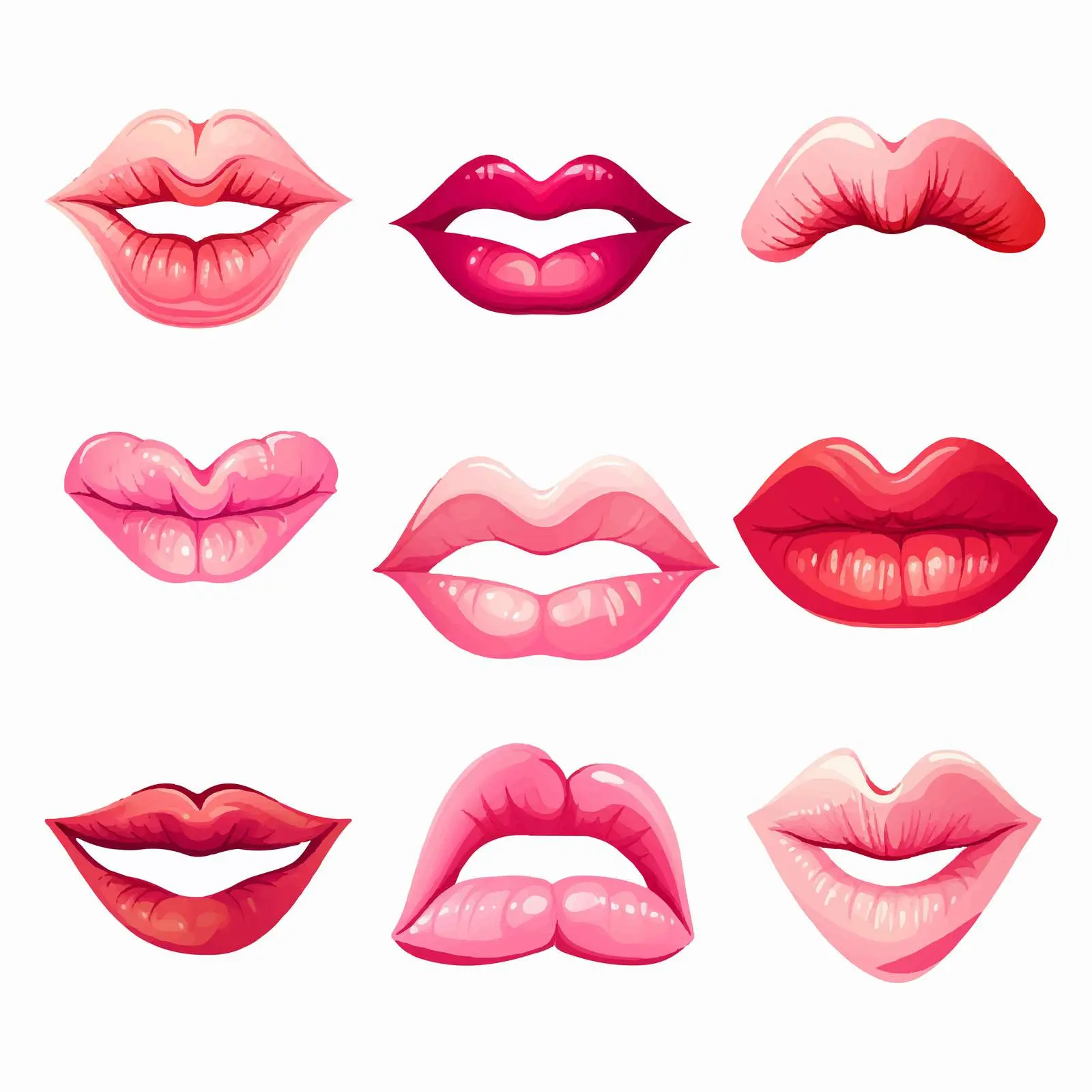 Fluffy Cute Lip Print Romantic Elements Vector Set — free download from Dotvec