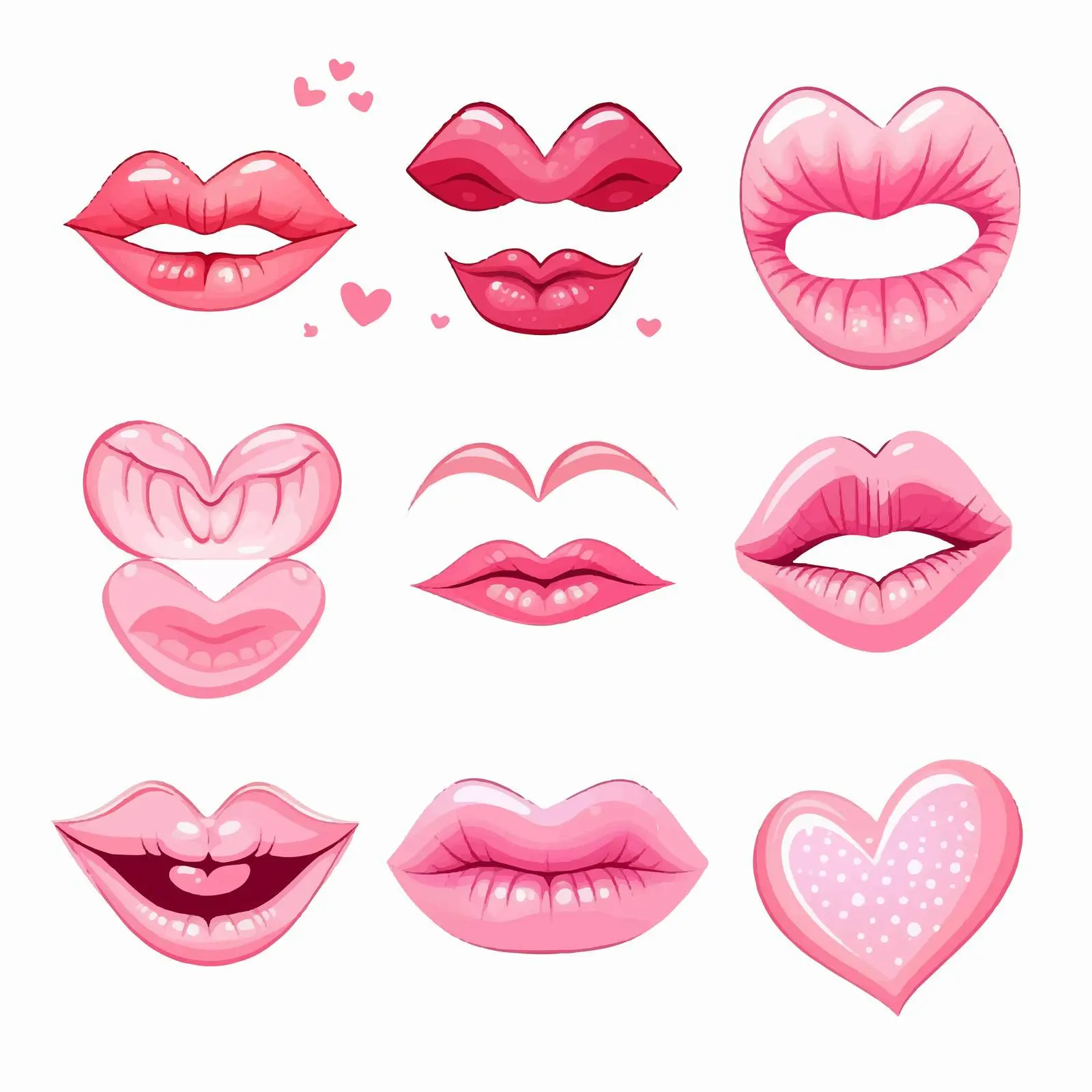 Cute Lip Print Romantic Elements Vector Set — free download from Dotvec
