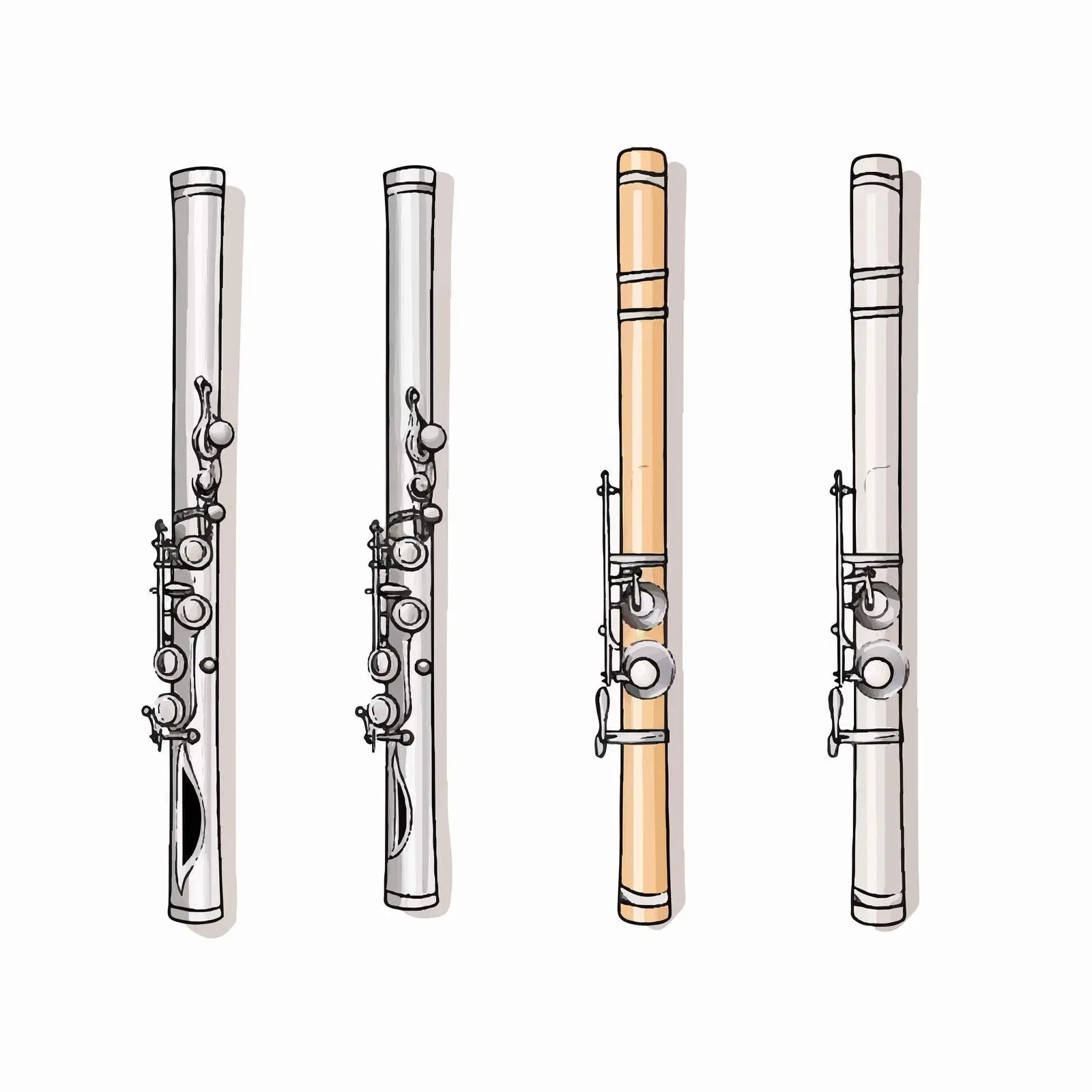 Flute Line Vector Illustration on White Background – free flute image from Dotvec