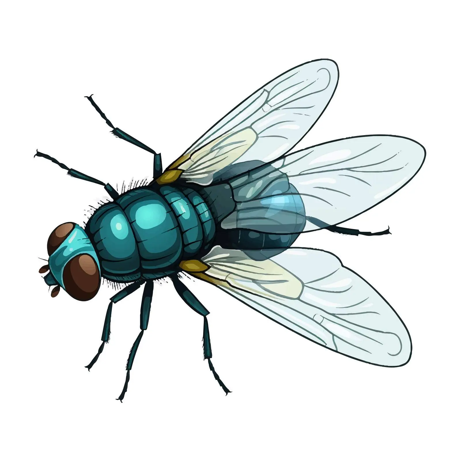 Cartoon Fly Vector Illustration on White Background – free bug image from Dotvec