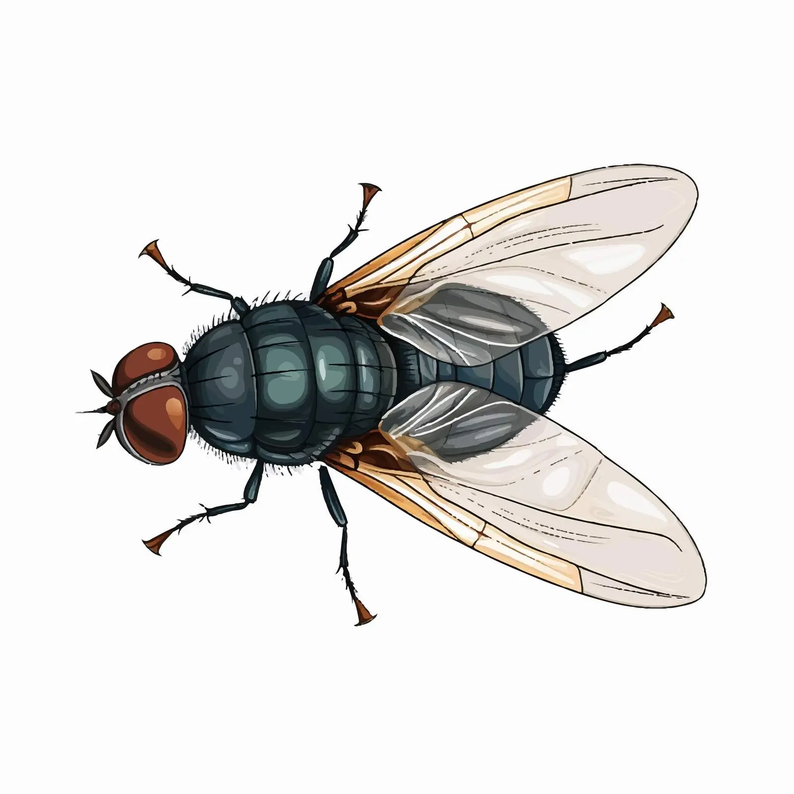 Top View Fly Vector Illustration on White Background – free bug image from Dotvec