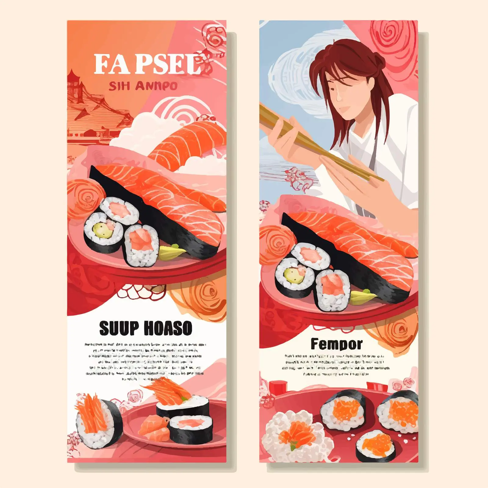 Sushi Dining Table Flyer Template — free download from Dotvec