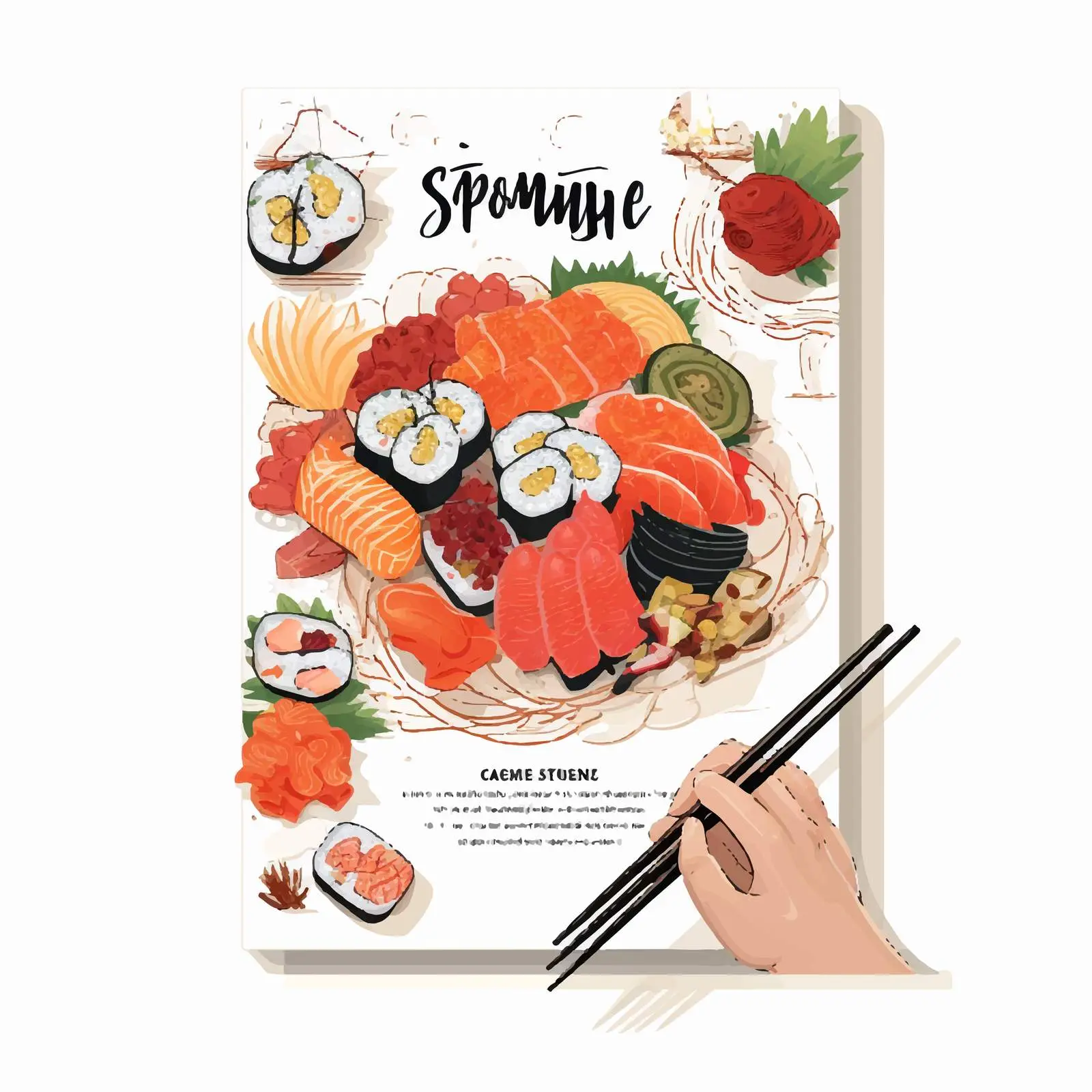 Dining Table Sushi Flyer Template Design — free download from Dotvec
