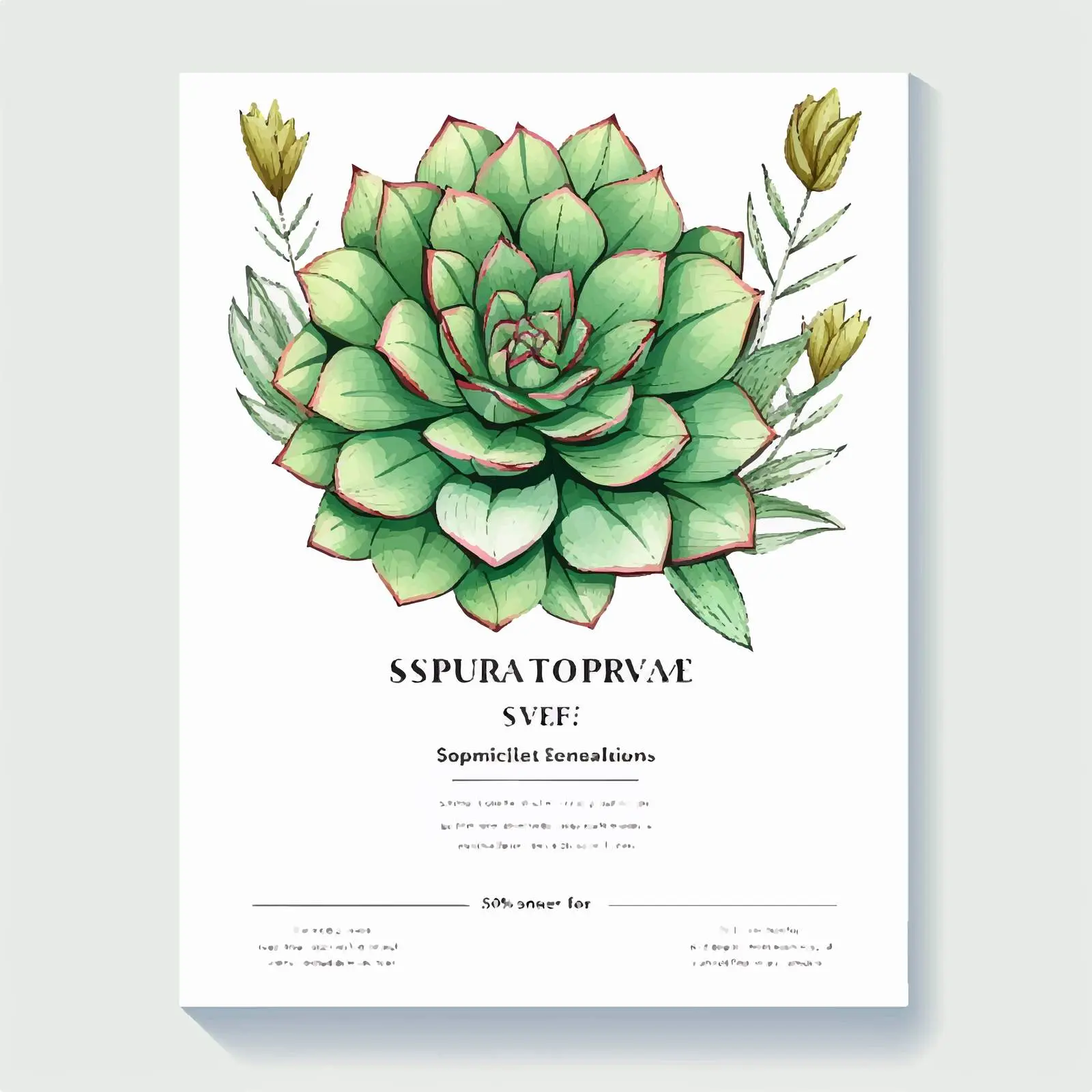 Hand-Drawn Green Succulent Flyer Template – free botanical print image from Dotvec