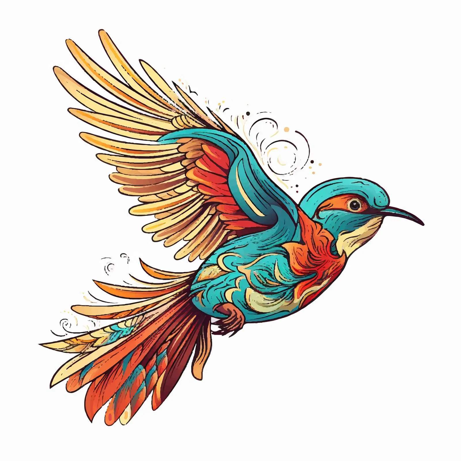 Cartoon Flying Bird Line Vector Illustration — free download from Dotvec