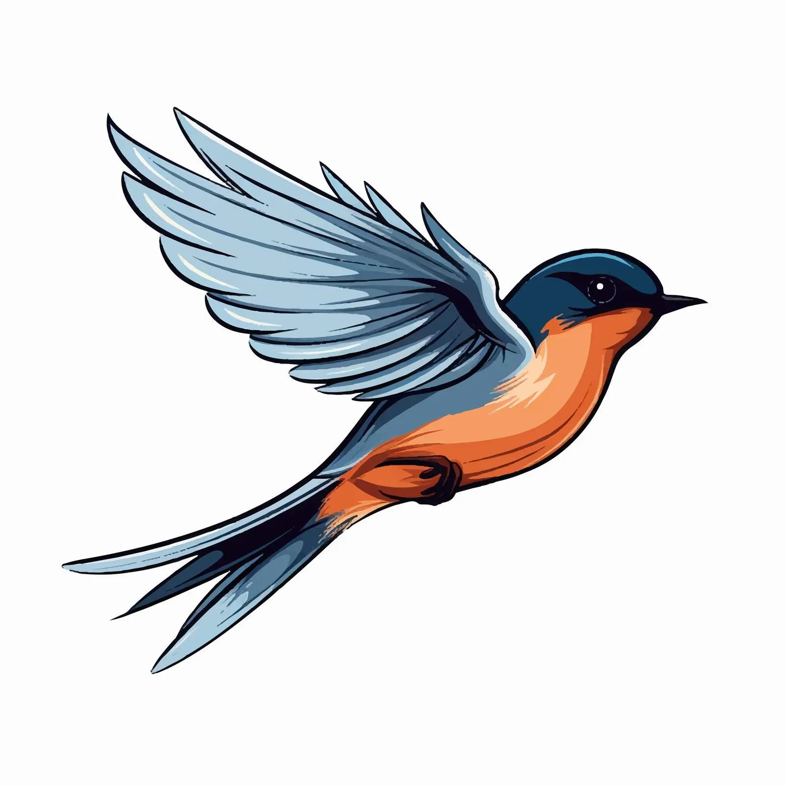 Cartoon Flying Bird Line Vector Illustration — free download from Dotvec