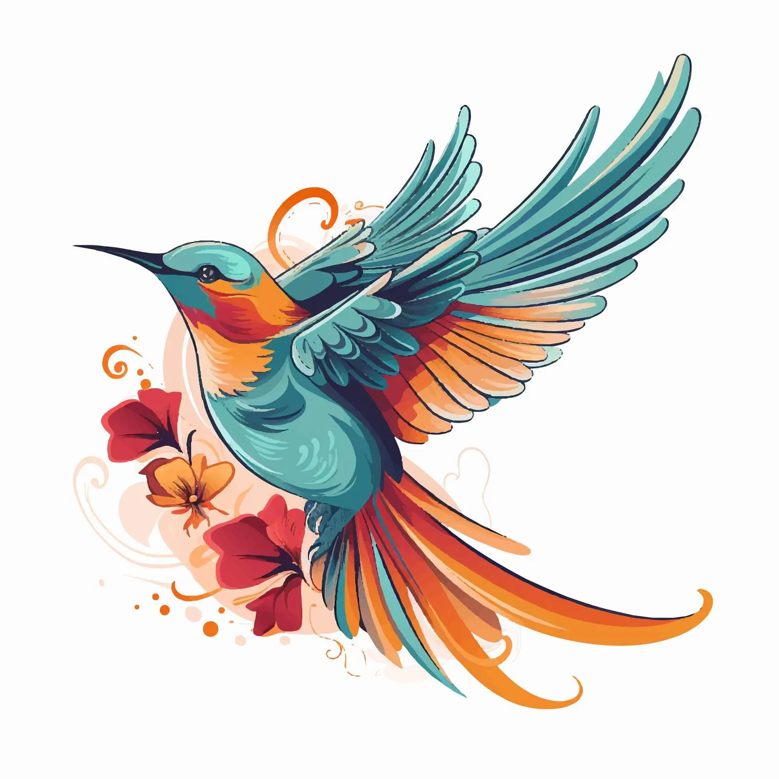 Flying Bird Line Vector Illustration — free download from Dotvec
