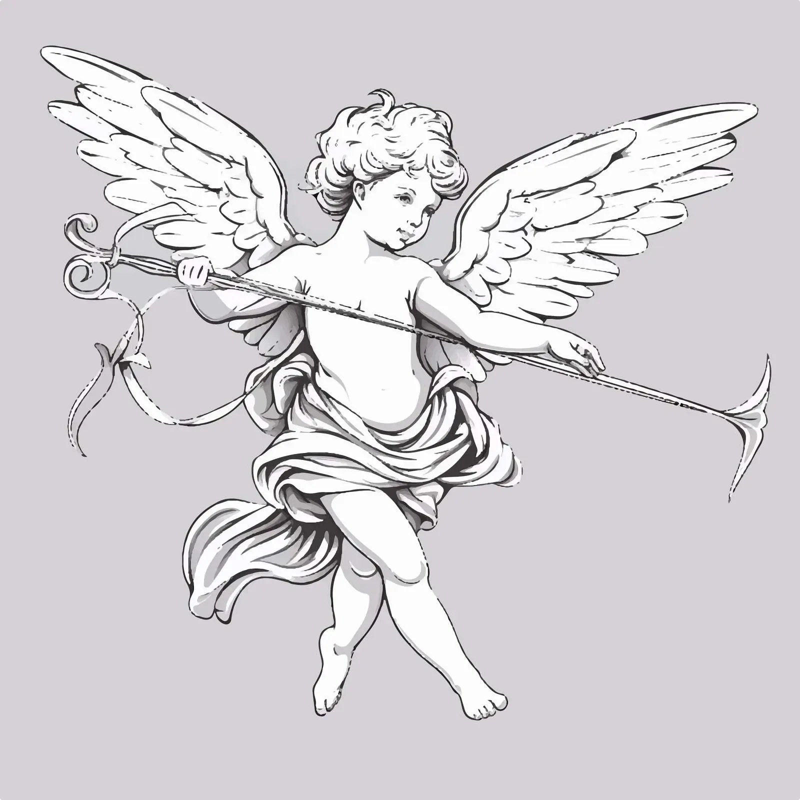 Cupid Aiming Bow and Arrow Vector Illustration — free download from Dotvec