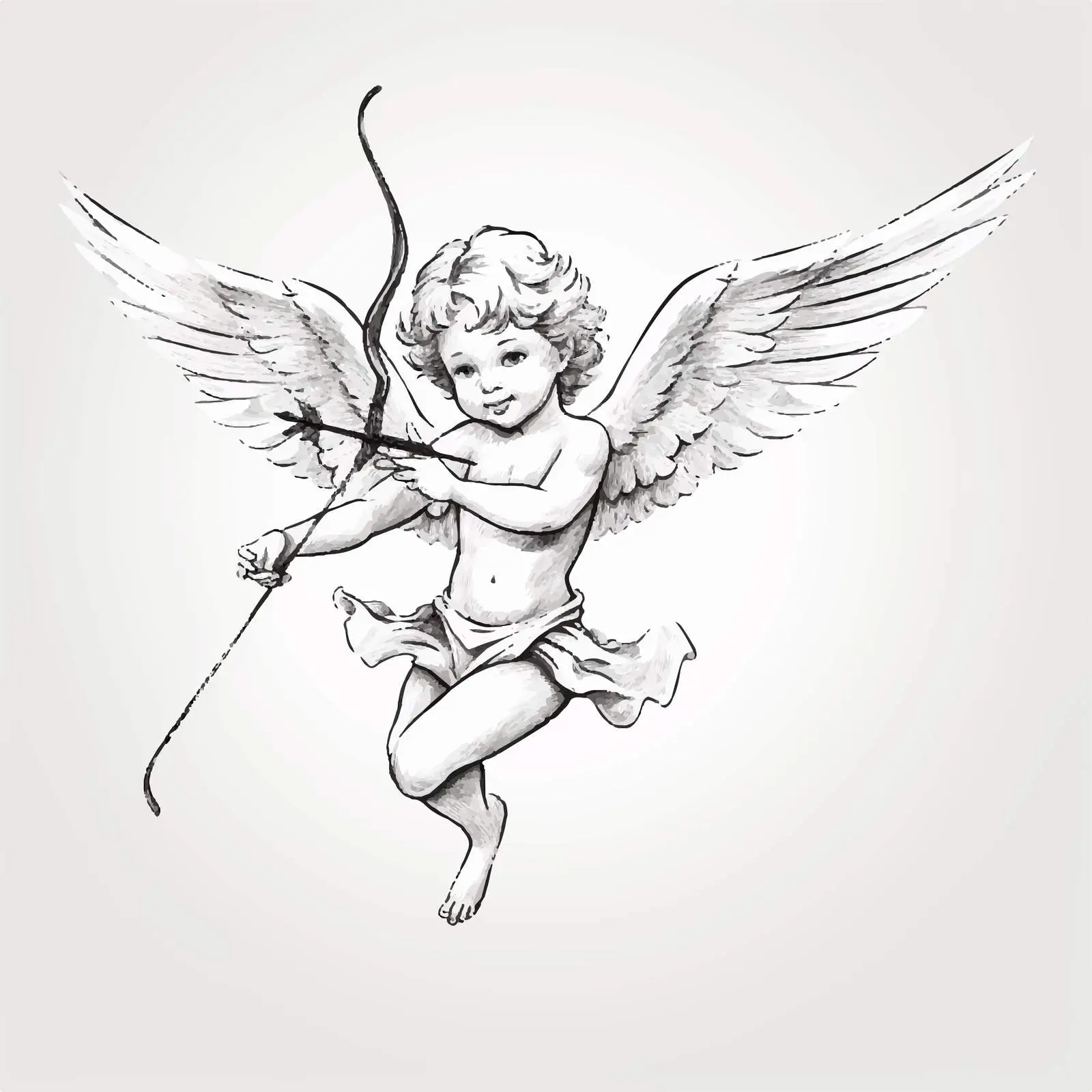 Cupid Aiming with Bow and Arrow Vector — free download from Dotvec